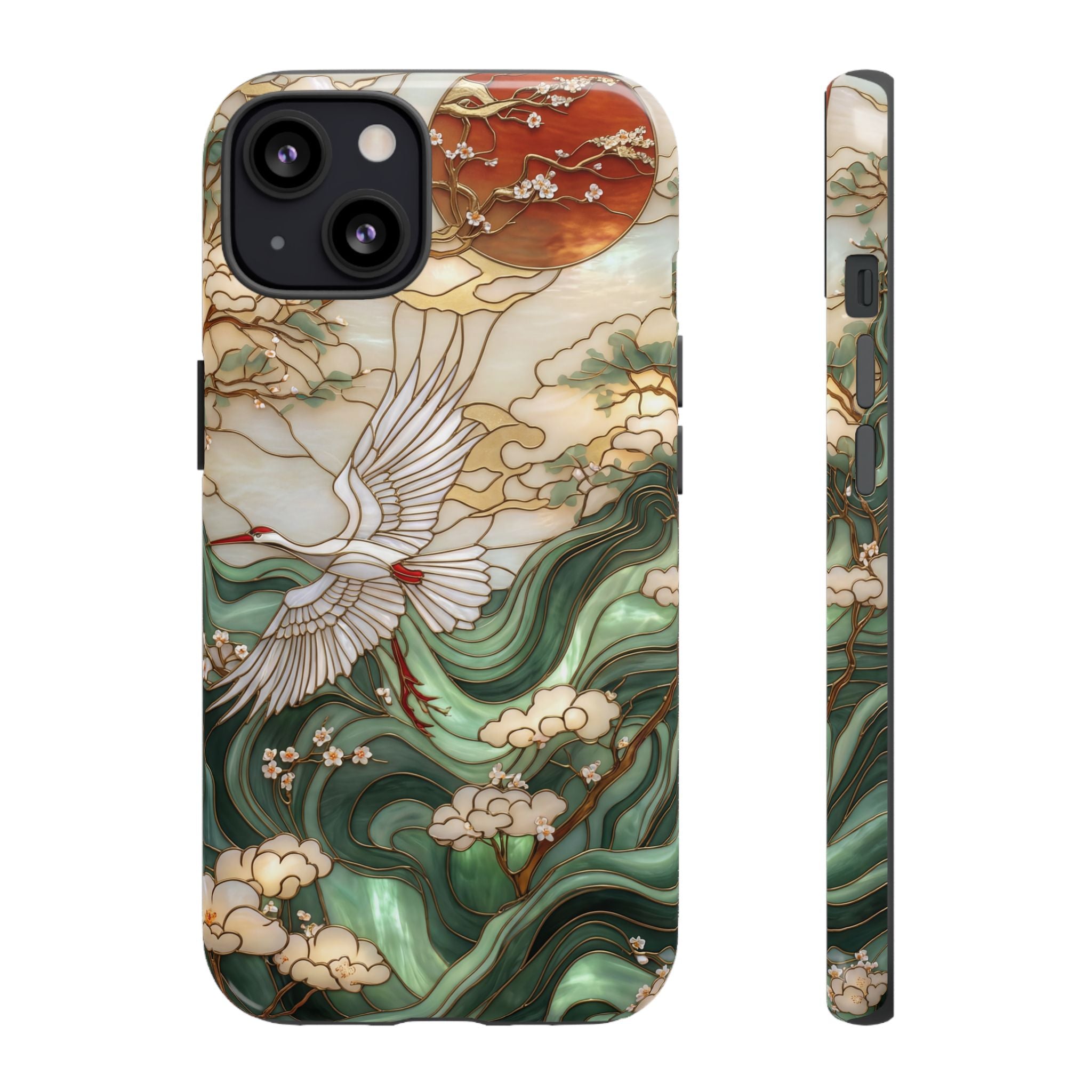 Cranes & Waves Protective iPhone Case | Japanese-Inspired Art Phone Cover