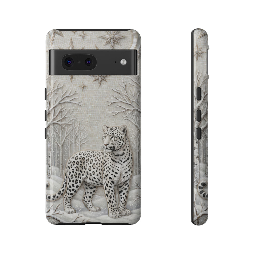 Snow Leopard Google Pixel Phone Case | Winter Moon Forest Protective Phone Cover