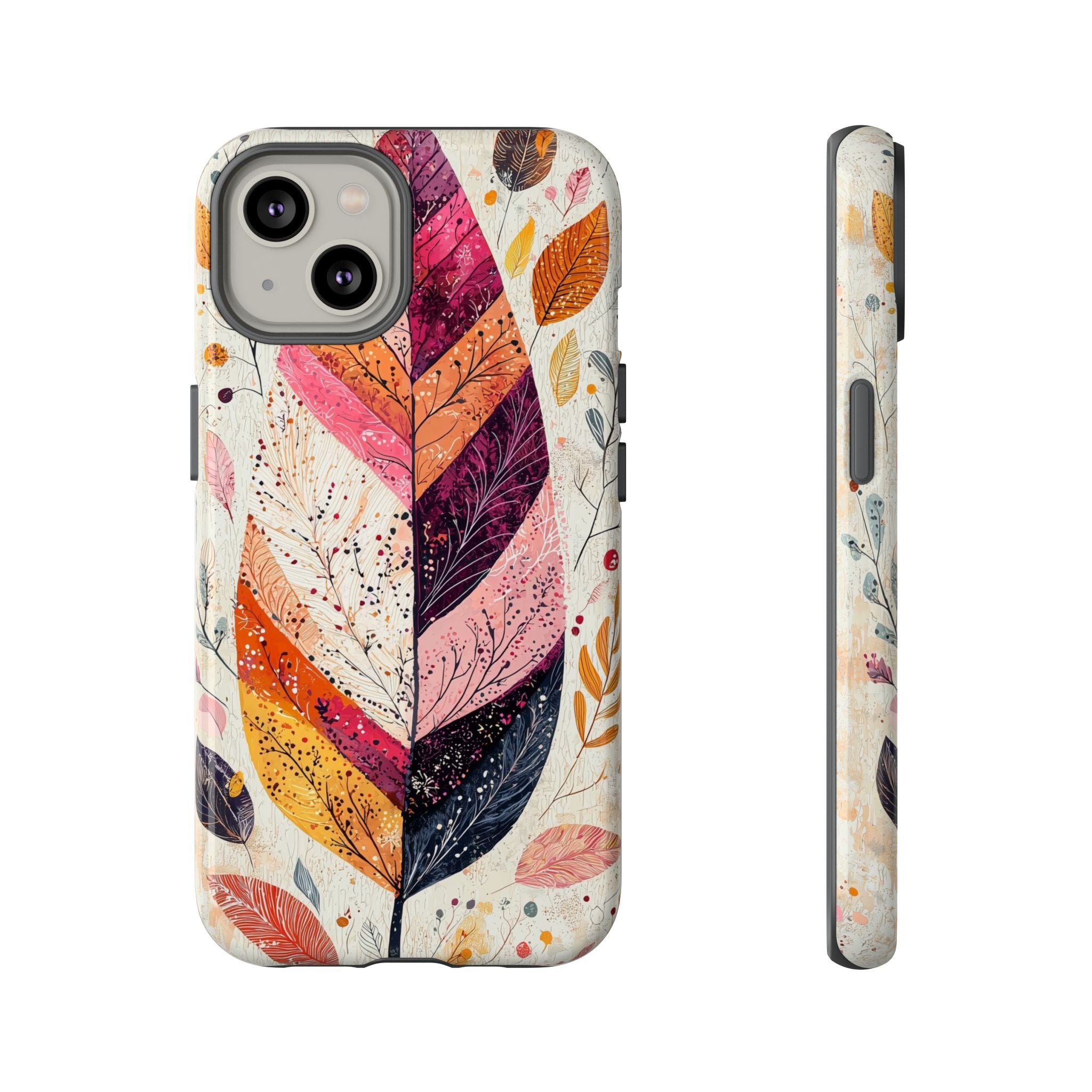 Autumn Leaf Tough iPhone Case | Watercolour Feathered Fall Design