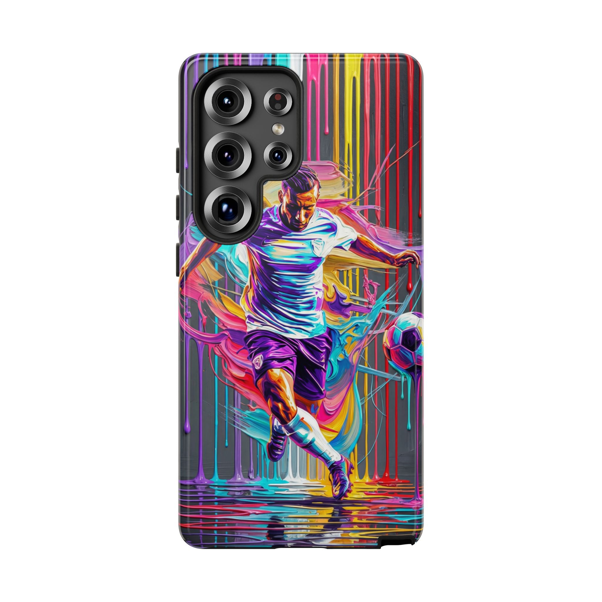 Soccer Player Neon Art Samsung Galaxy Phone Case | Vibrant Football Kick Protective Cover