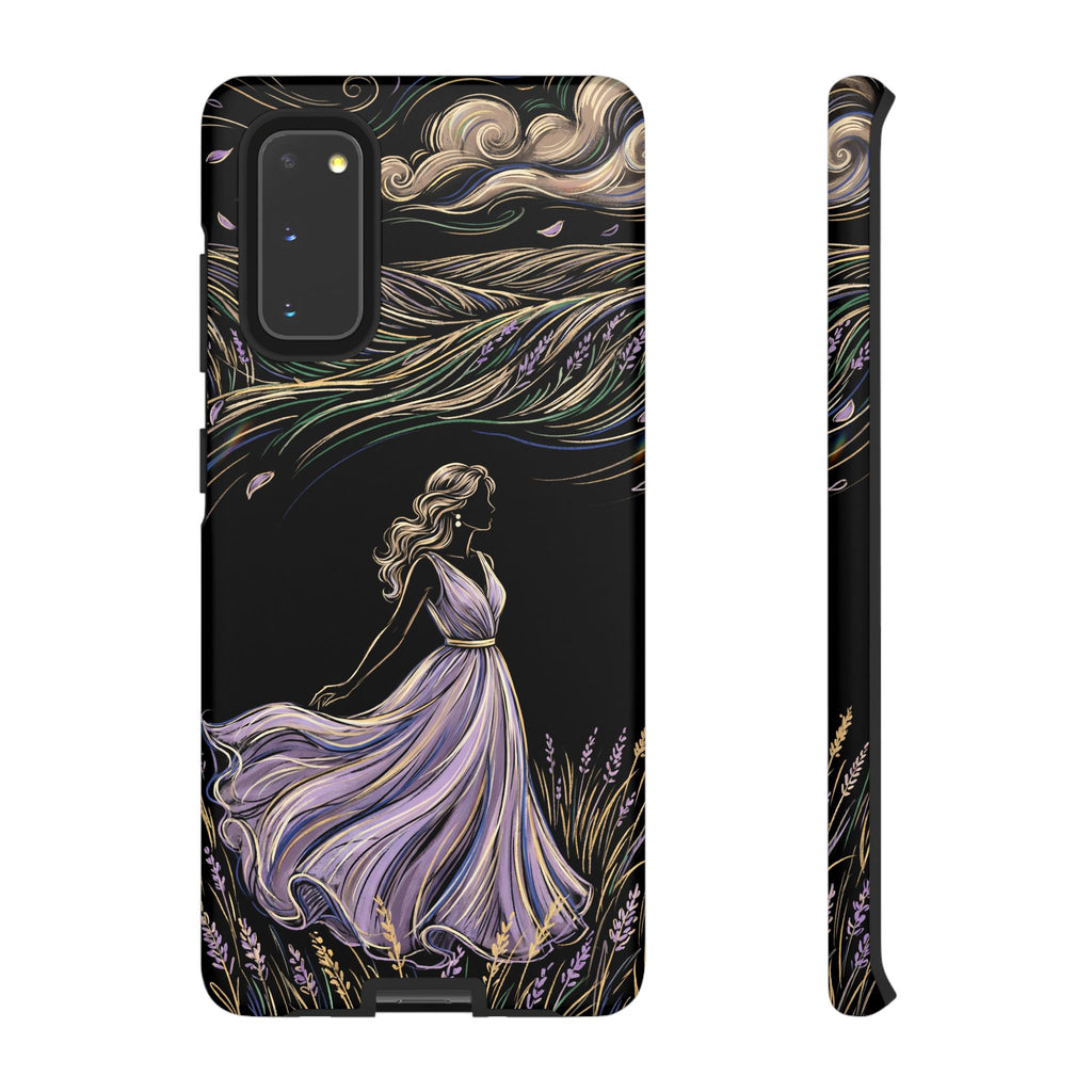 Cover per telefono Samsung Galaxy Lavander Breeze | Elegante protezione floreale con donna danzante