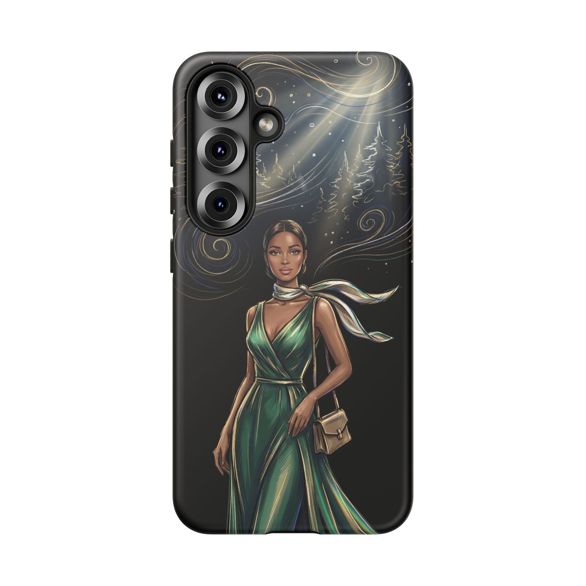 Elegant Woman in Green Dress Art Protective Tough Samsung Galaxy Phone Case