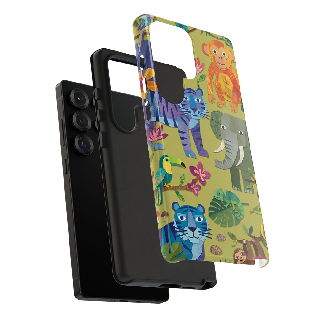 Jungle Animals Tough Samsung Galaxy Phone Case | Colorful Tiger, Elephant & Monkey Protective Cover