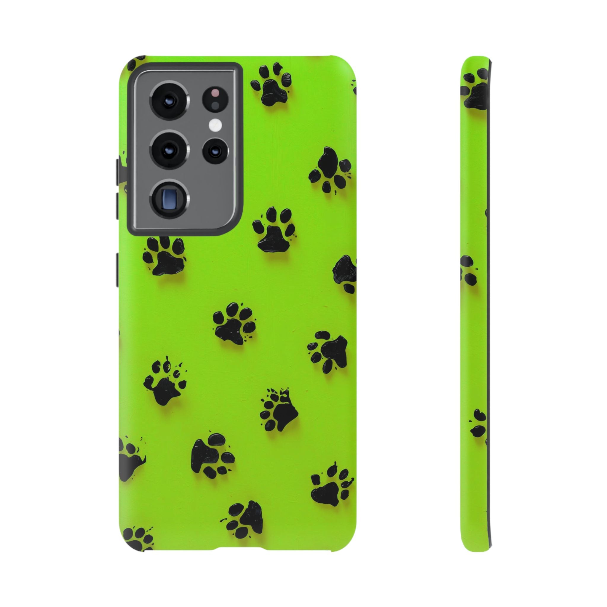 Neon Paw Print Tough Samsung Galaxy Case — Shockproof Pet Lover iPhone Cover