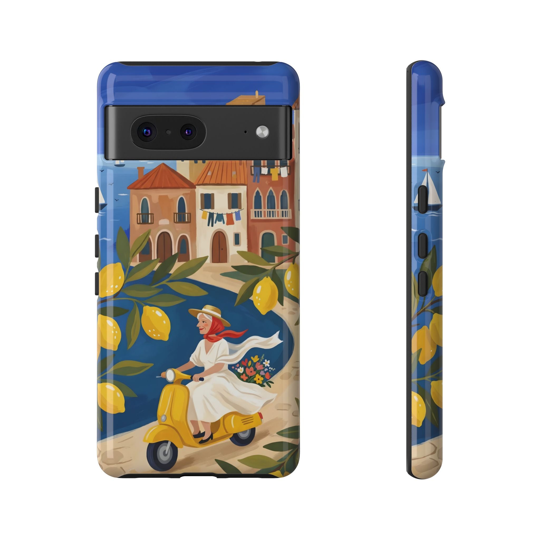 Lemon Coast Scooter Google Pixel Phone Case | Mediterranean Vespa Travel Design
