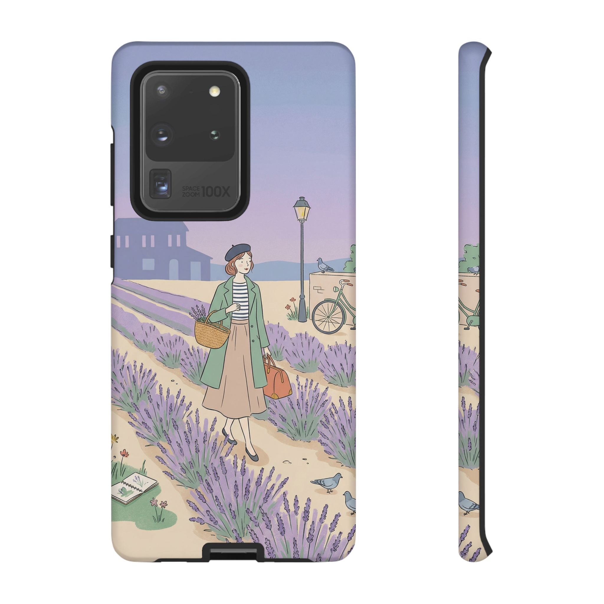 Lavender Field Samsung Galaxy Phone Case | Vintage Travel Illustration Protective Case