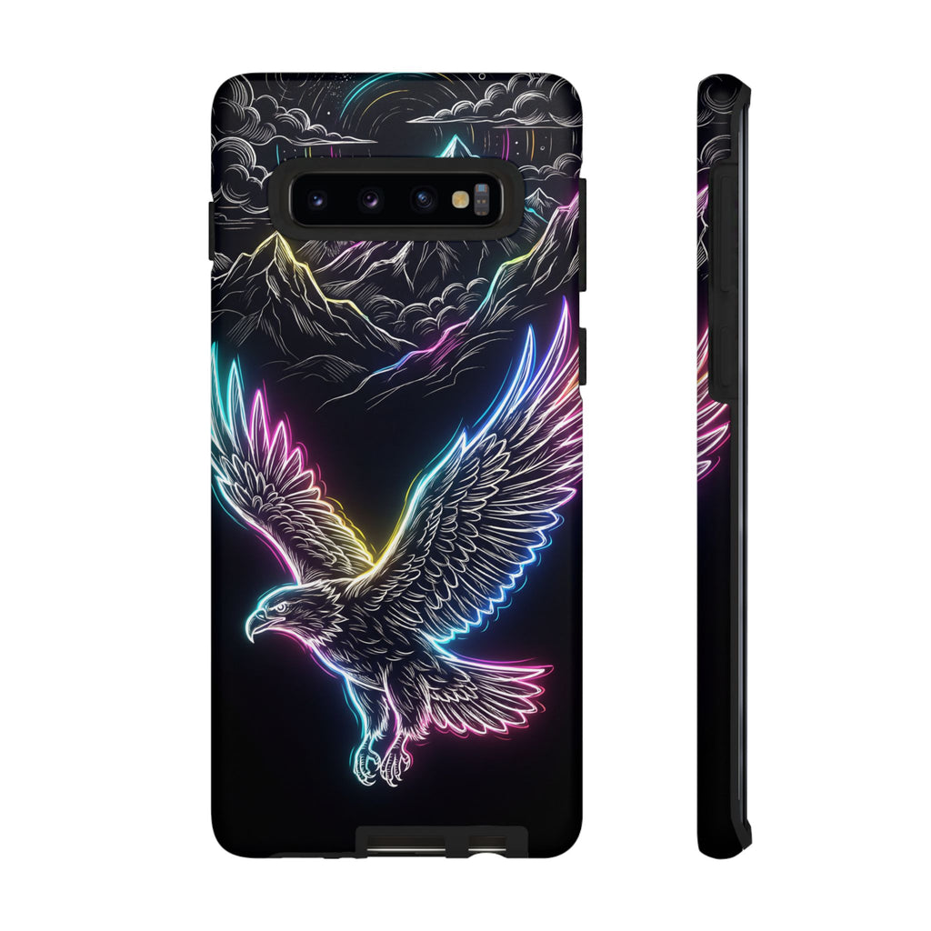 Neon Eagle Samsung Galaxy Phone Case with Mountain Design