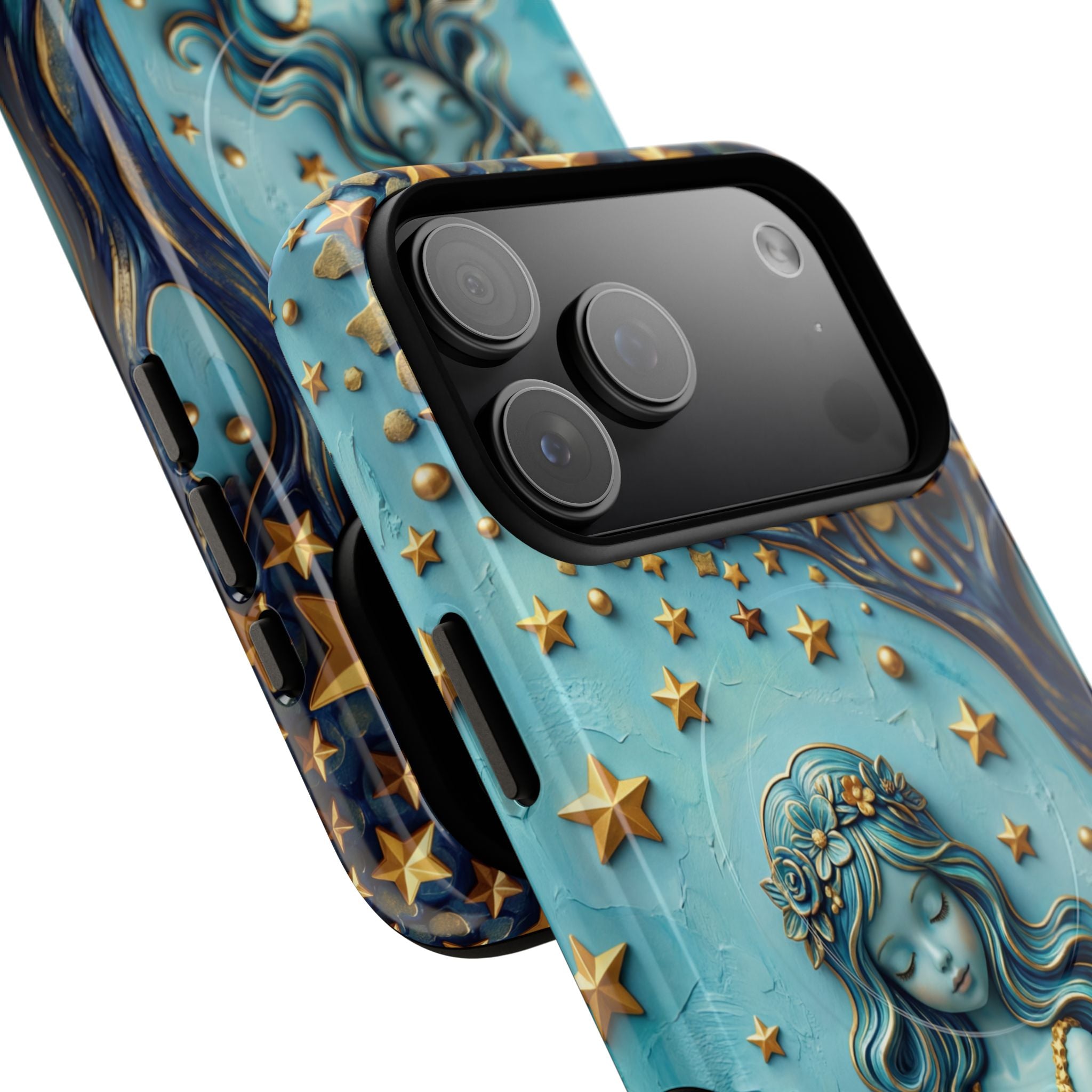 Custodia rigida MagSafe per iPhone Dreamy Maiden Under Starry Sky