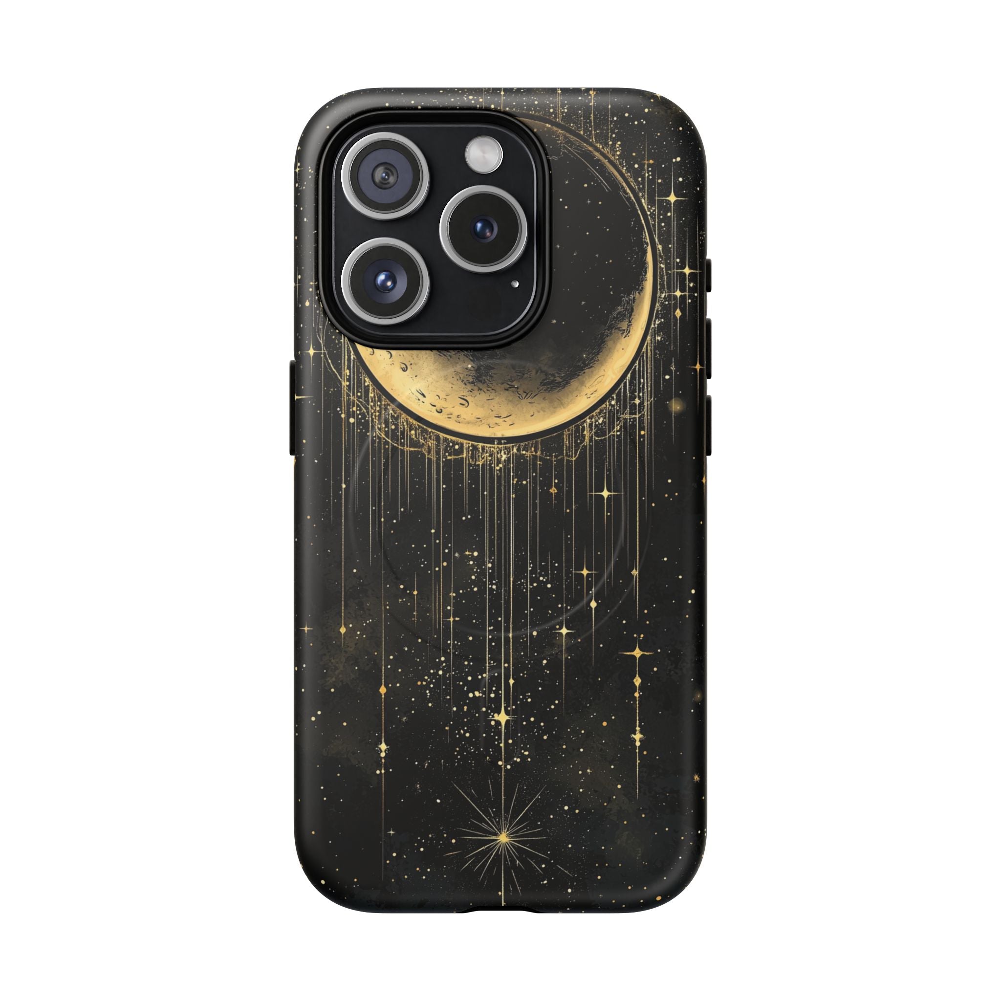 Custodia resistente MagSafe per iPhone Moonlit Crescent | Cielo notturno con stelle dorate