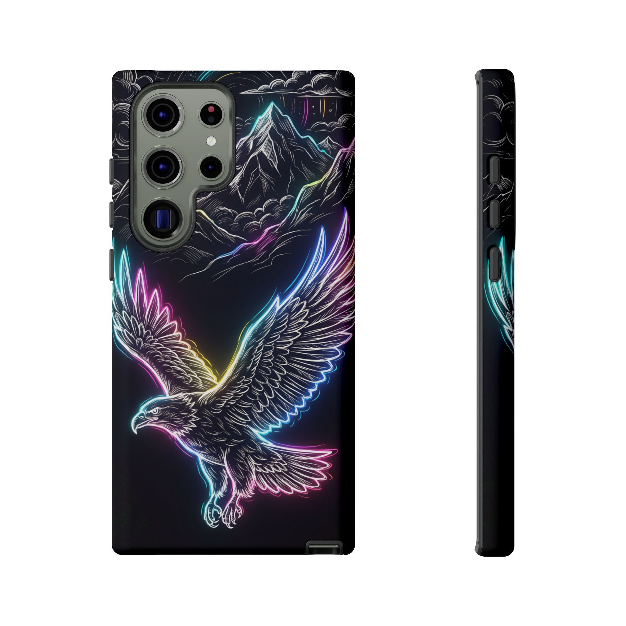 Neon Eagle Samsung Galaxy Phone Case with Mountain Design