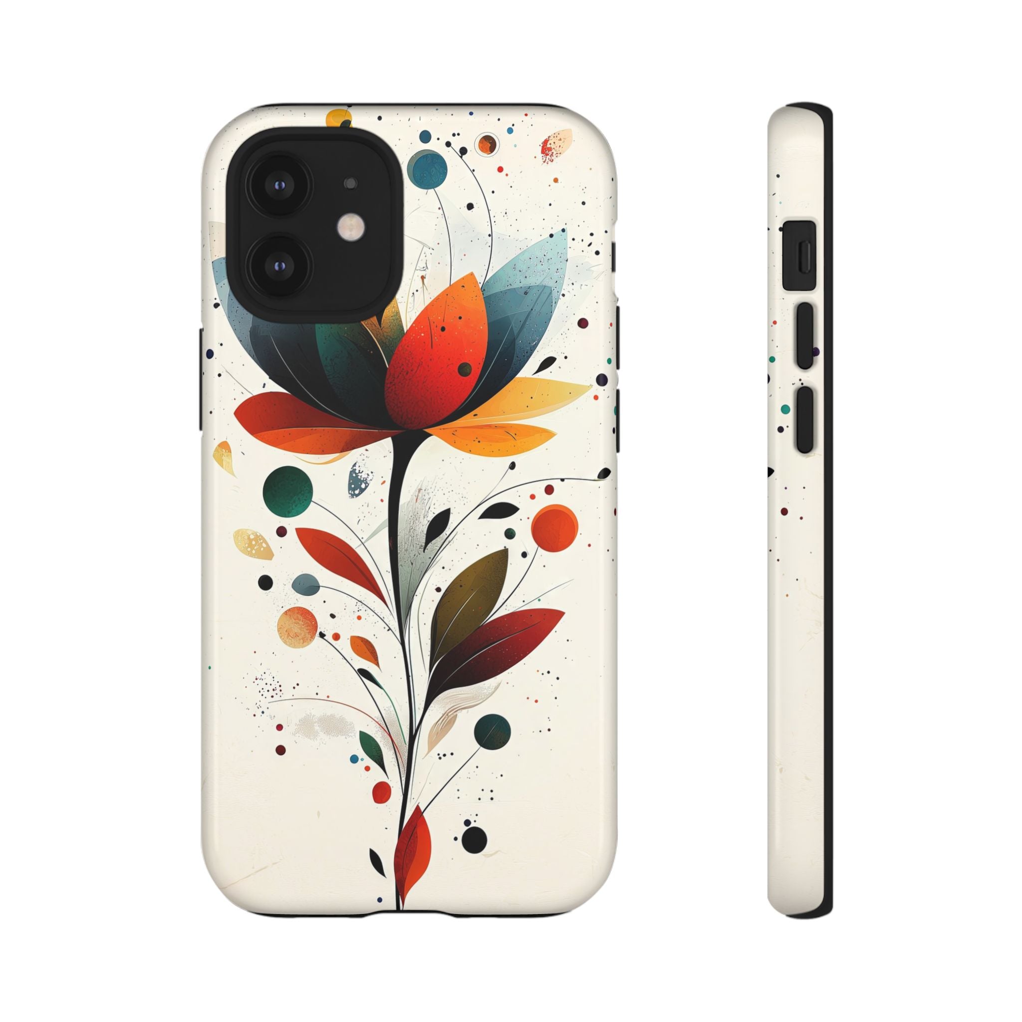 Floral Abstract Tough iPhone Case | Colourful Lotus Art Protective Cover
