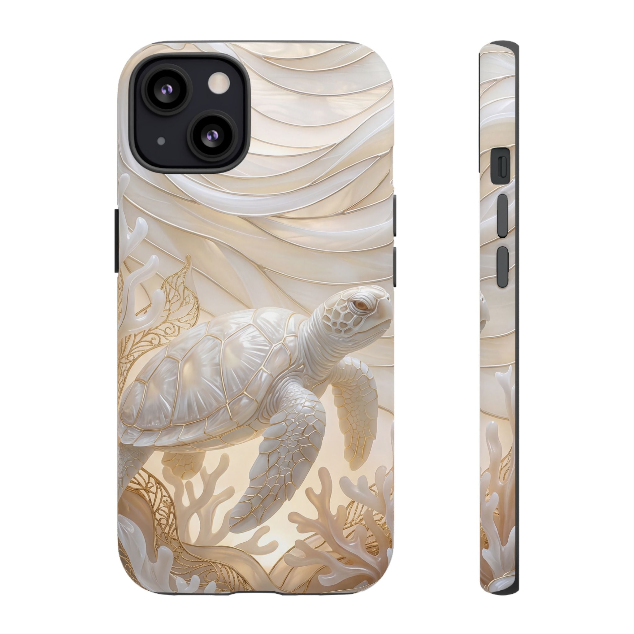 Sea Turtle Tough iPhone Case — Elegant Nautical Coral Design