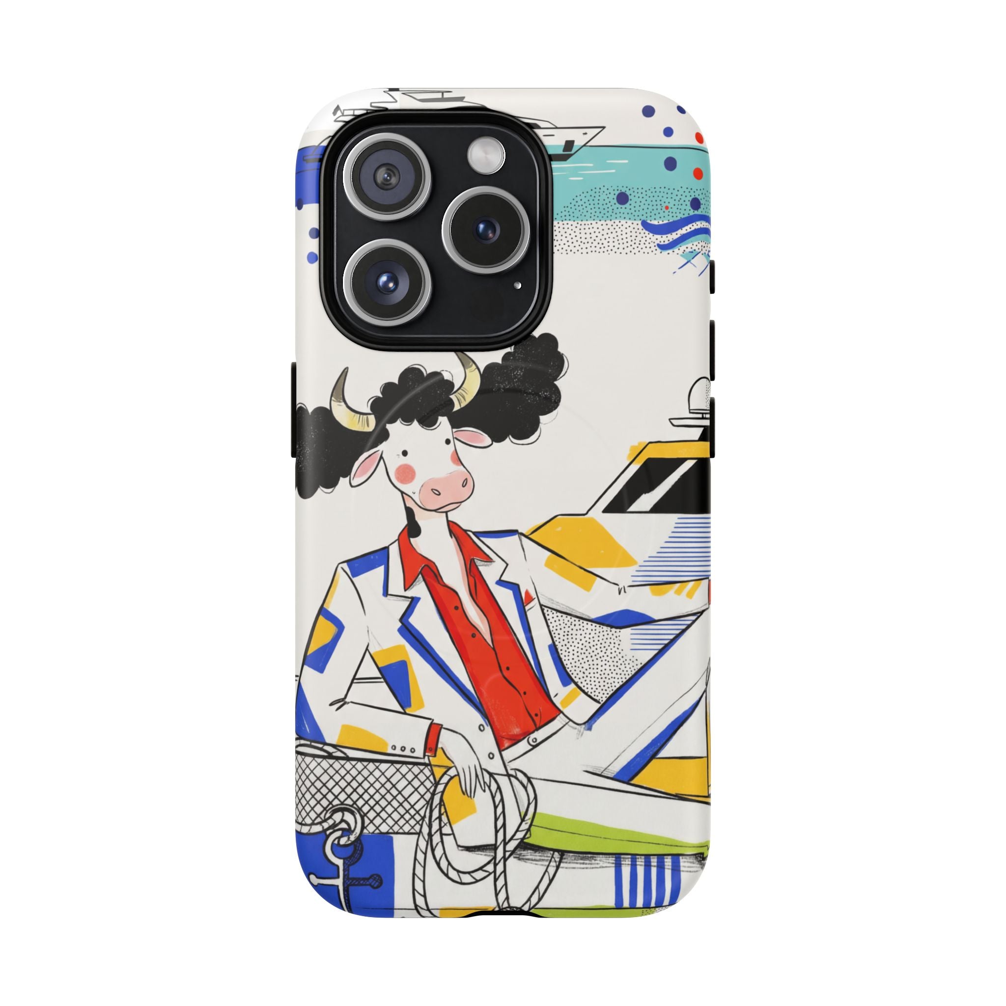 Nautical Cow Graphic Protective MagSafe iPhone Case