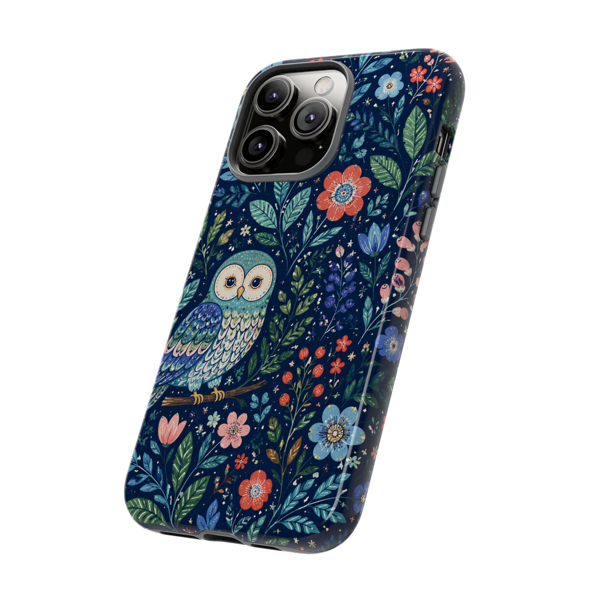 Owl Floral iPhone Case | Navy Botanical Protective iPhone Cover