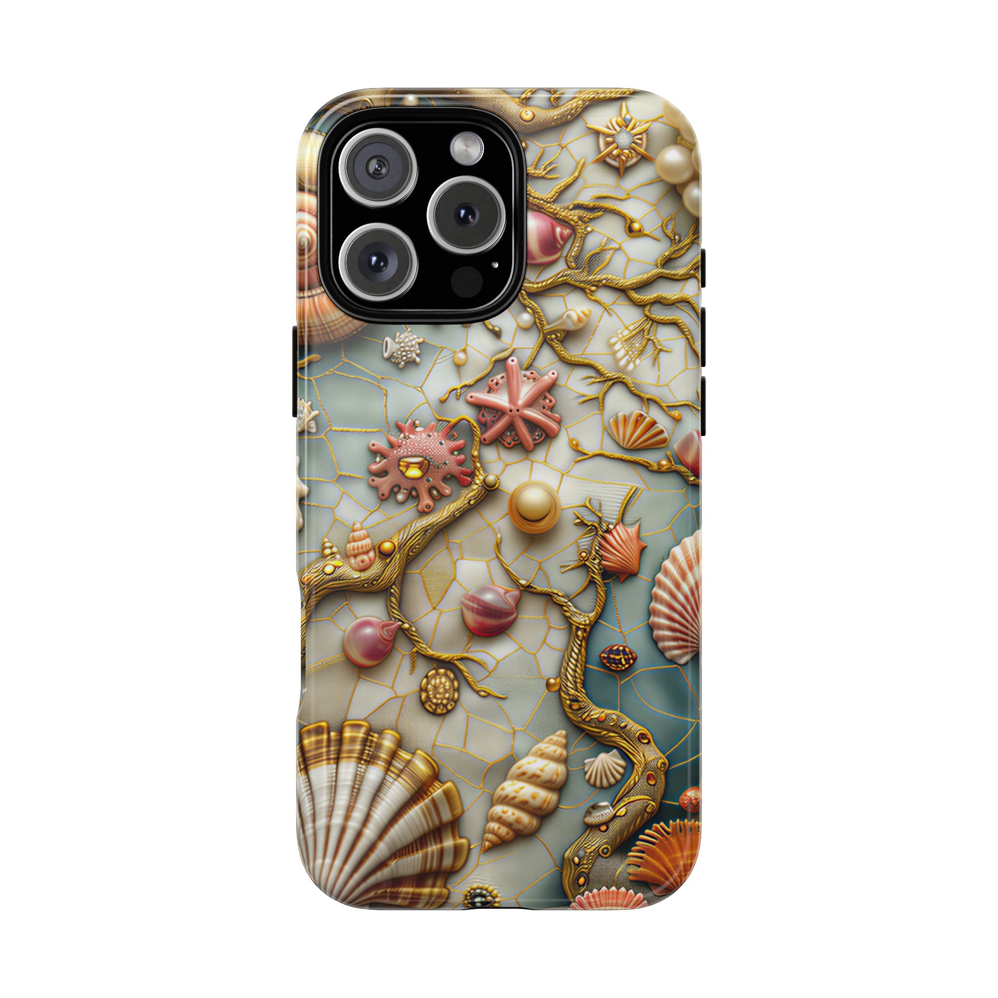 Decorative Seashell & Pearl Beach Design iPhone Case