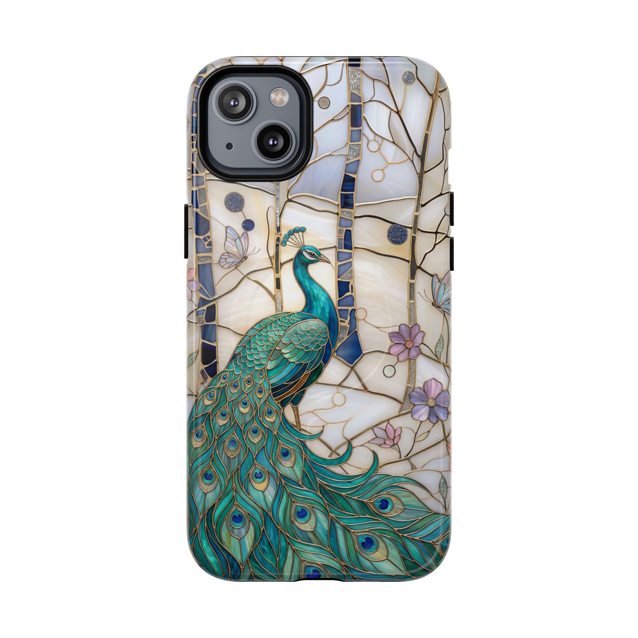 Peacock Stained Glass Tough MagSafe Phone Case