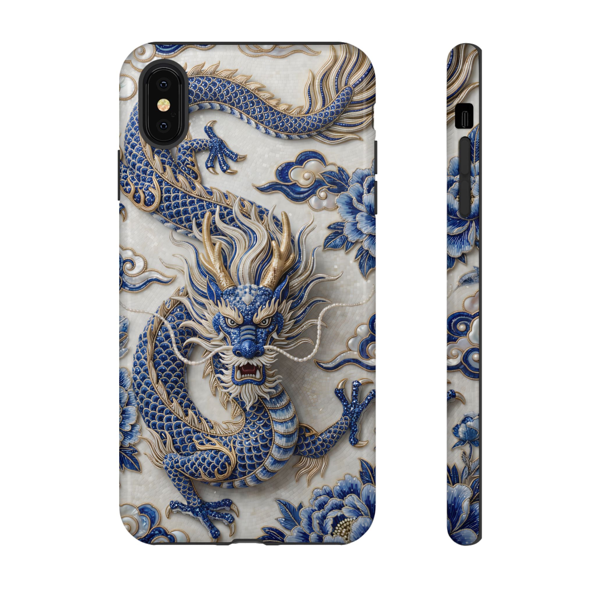 Asian Zodiac Dragon iPhone Case | Blue & White Porcelain Luxury Protective Case | Year of the Dragon Gift