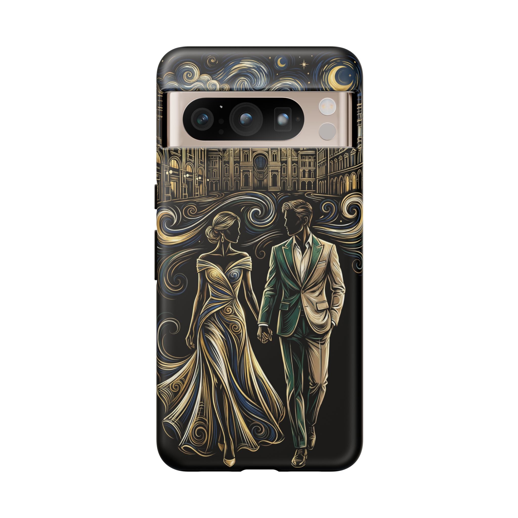 Romantic Night Walk Google Pixel Phone Case | Elegant Couple Art