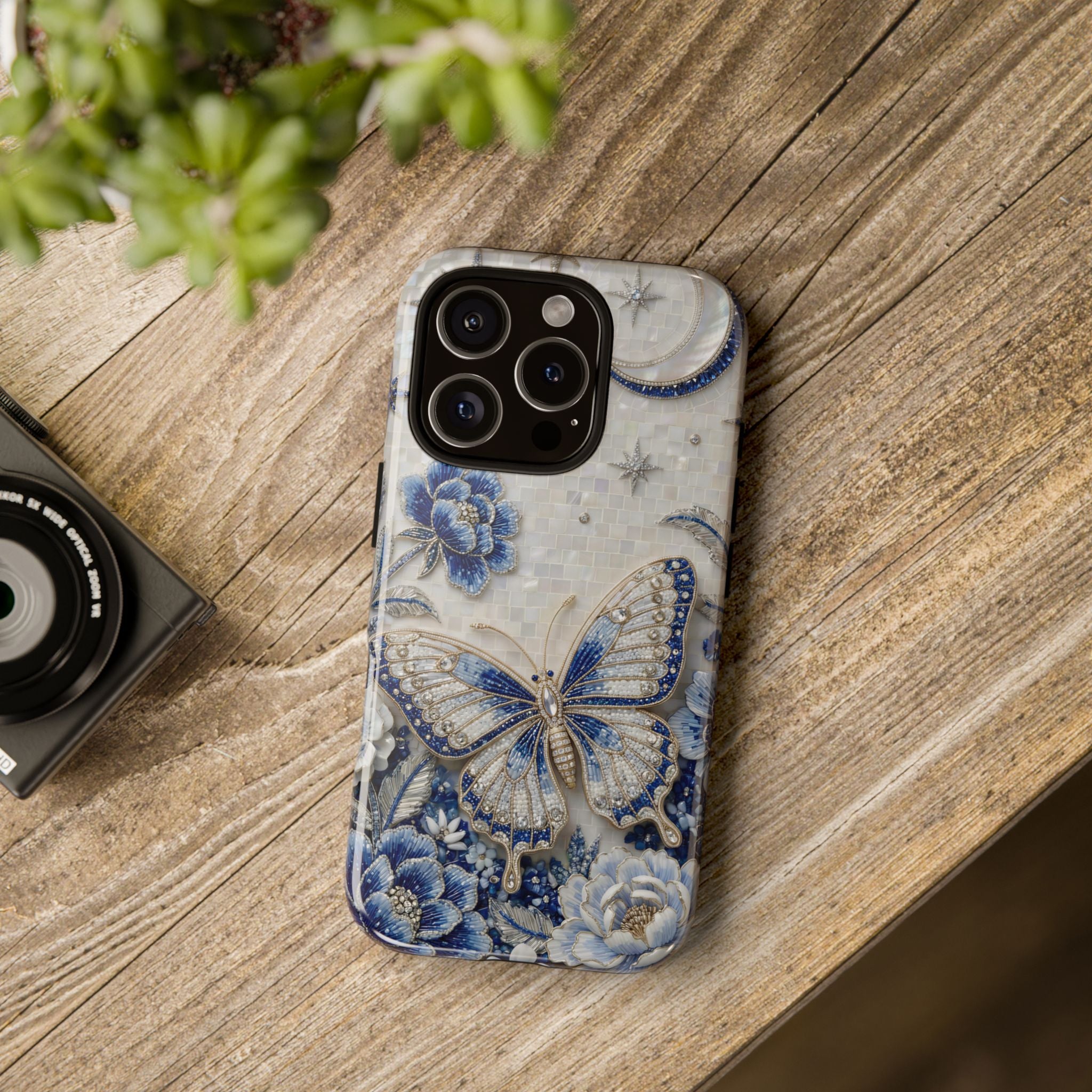 Blue Moon Butterfly iPhone Case | Floral Protective Tough Case
