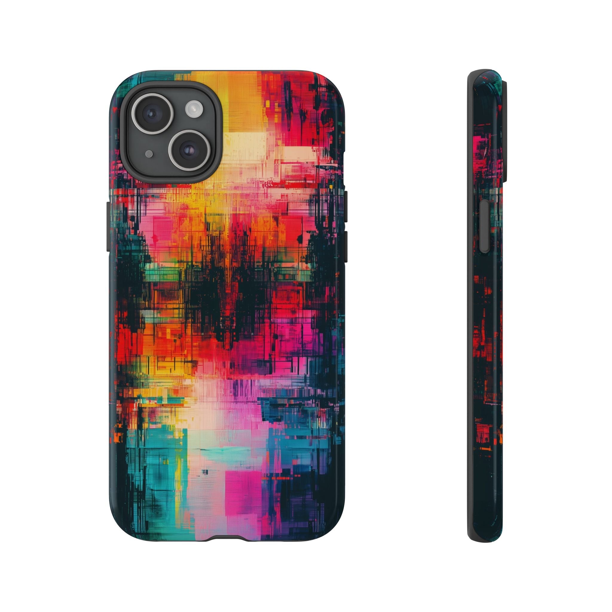 Abstract Neon Glitch Art Tough iPhone Case