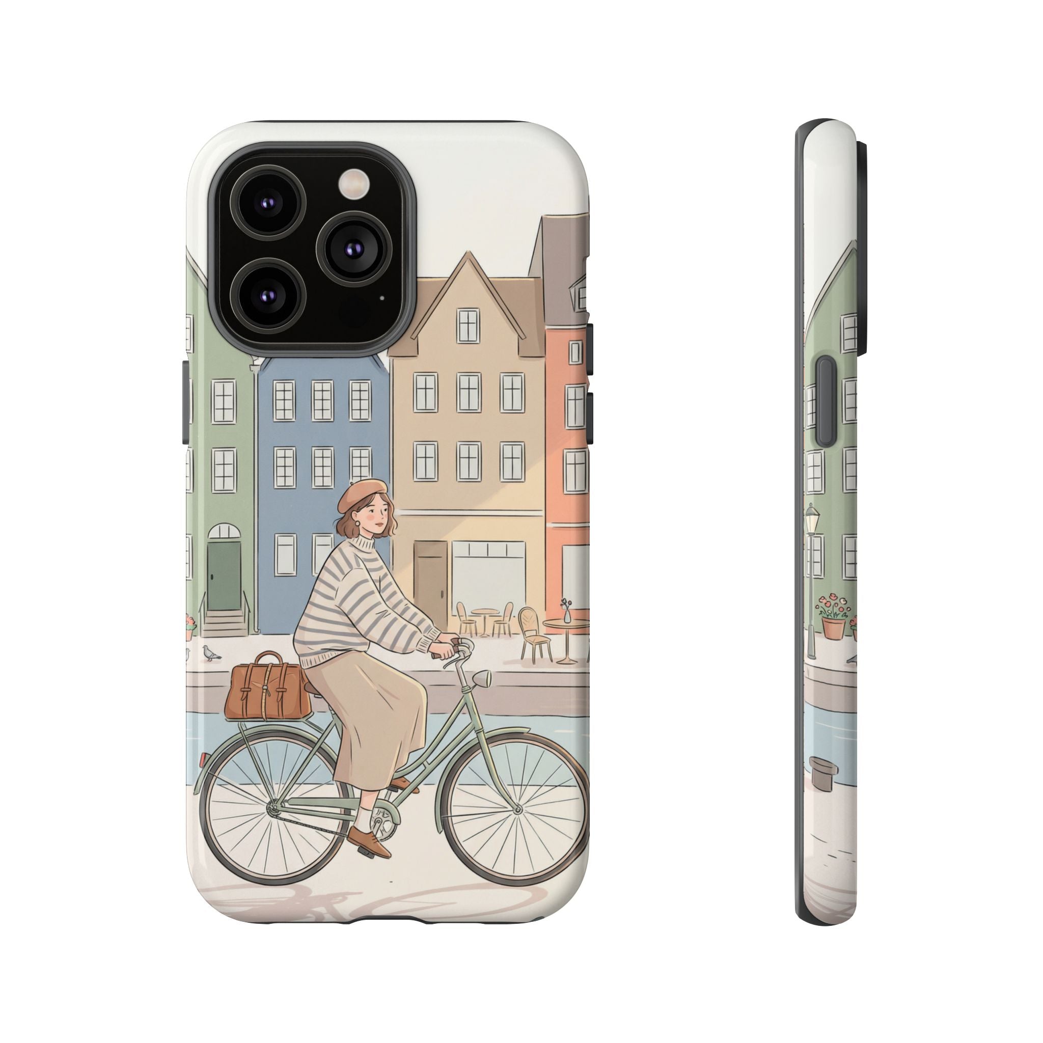 City Bike iPhone Case | Cozy European Street Illustration Tough Cases