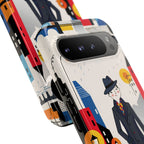 Retro Gentleman in Cityscape Illustration Google Pixel Phone Case
