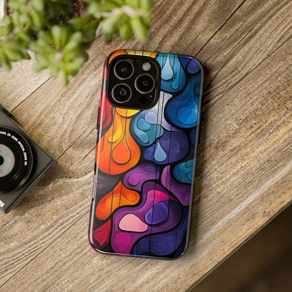 Abstract Colourful Drop iPhone Case — Vibrant Stained-Glass