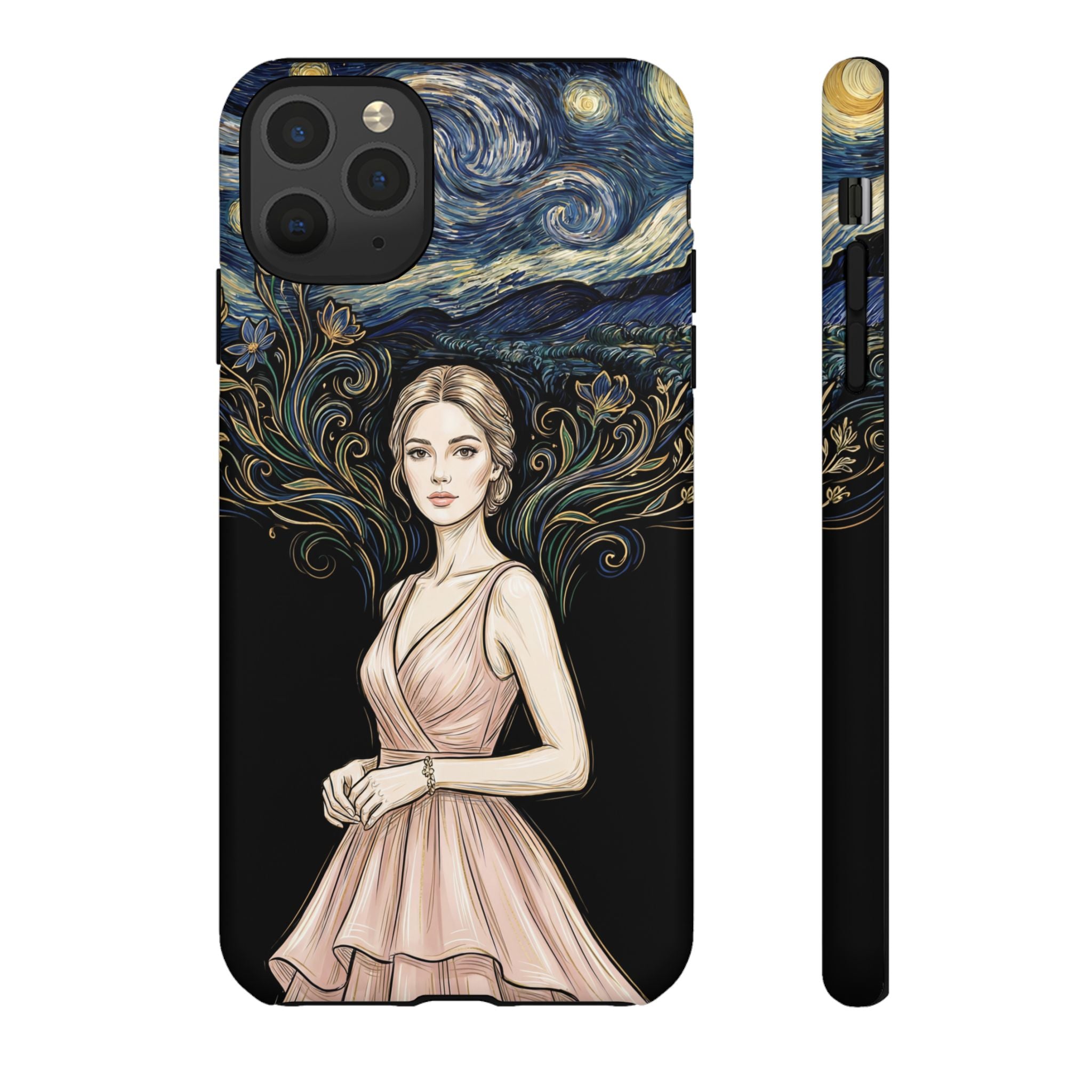 Art Nouveau Starry Night iPhone Case | Elegant Woman Illustration Tough Case