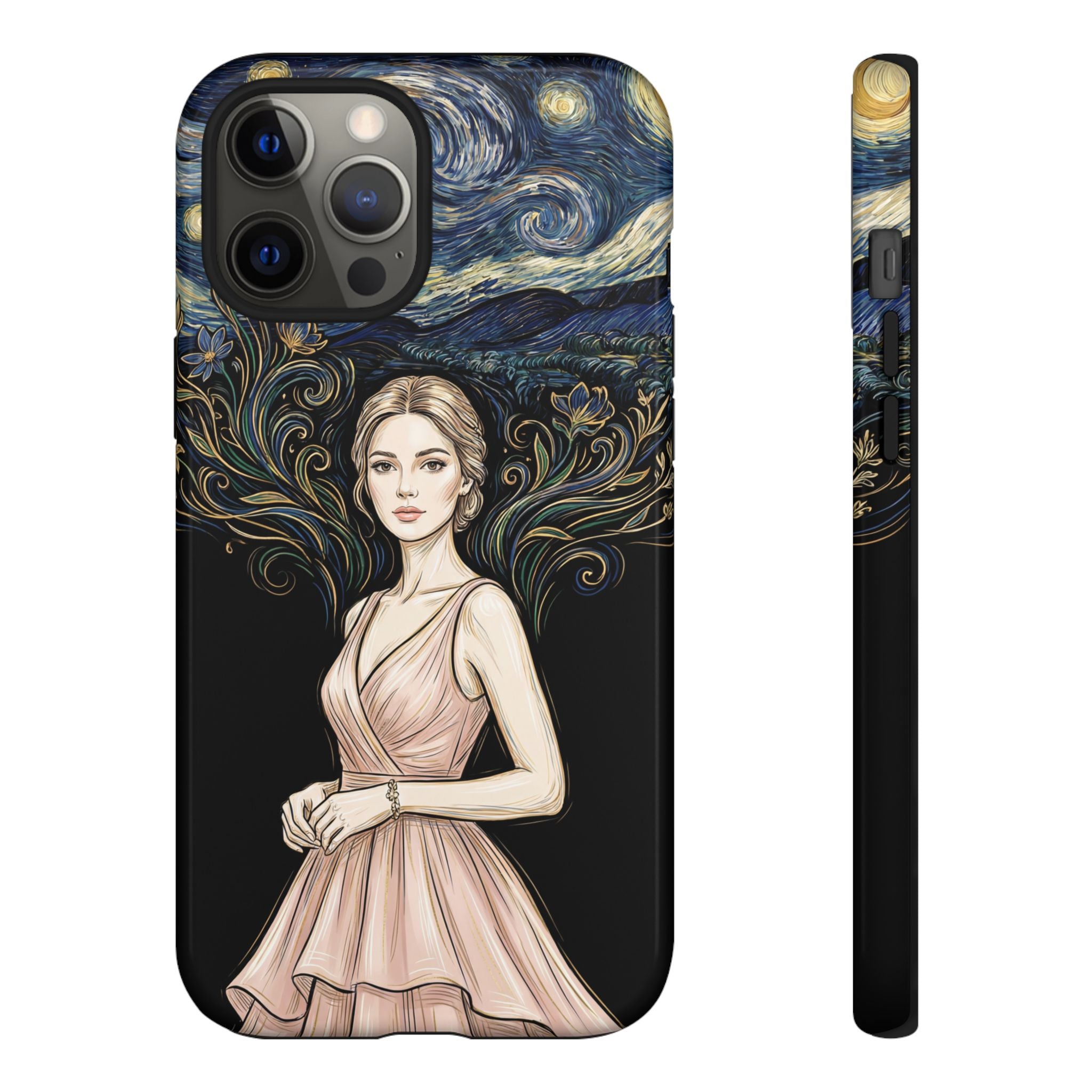 Art Nouveau Starry Night iPhone Case | Elegant Woman Illustration Tough Case