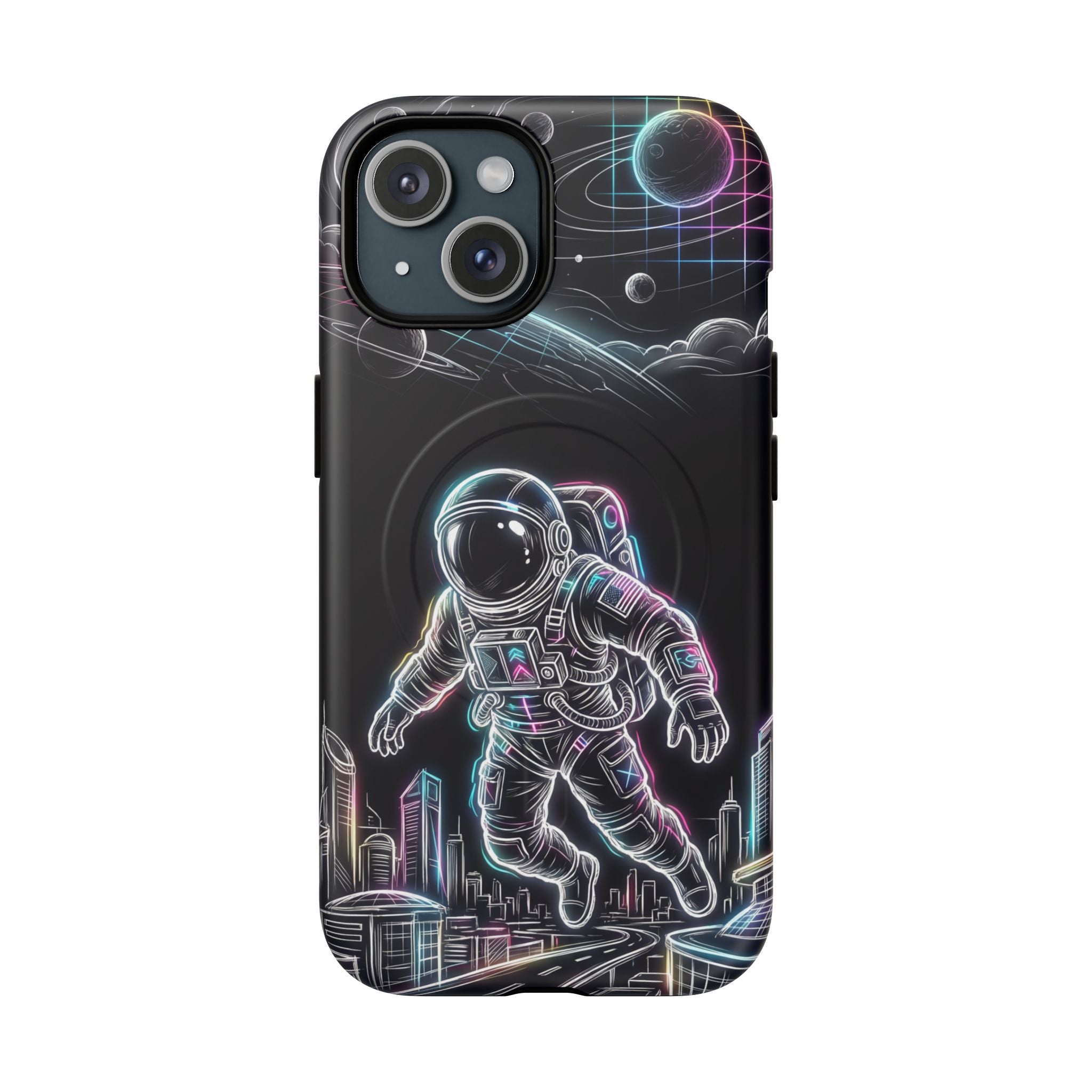 Space Explorer Astronaut NeonMagSafe iPhone Case