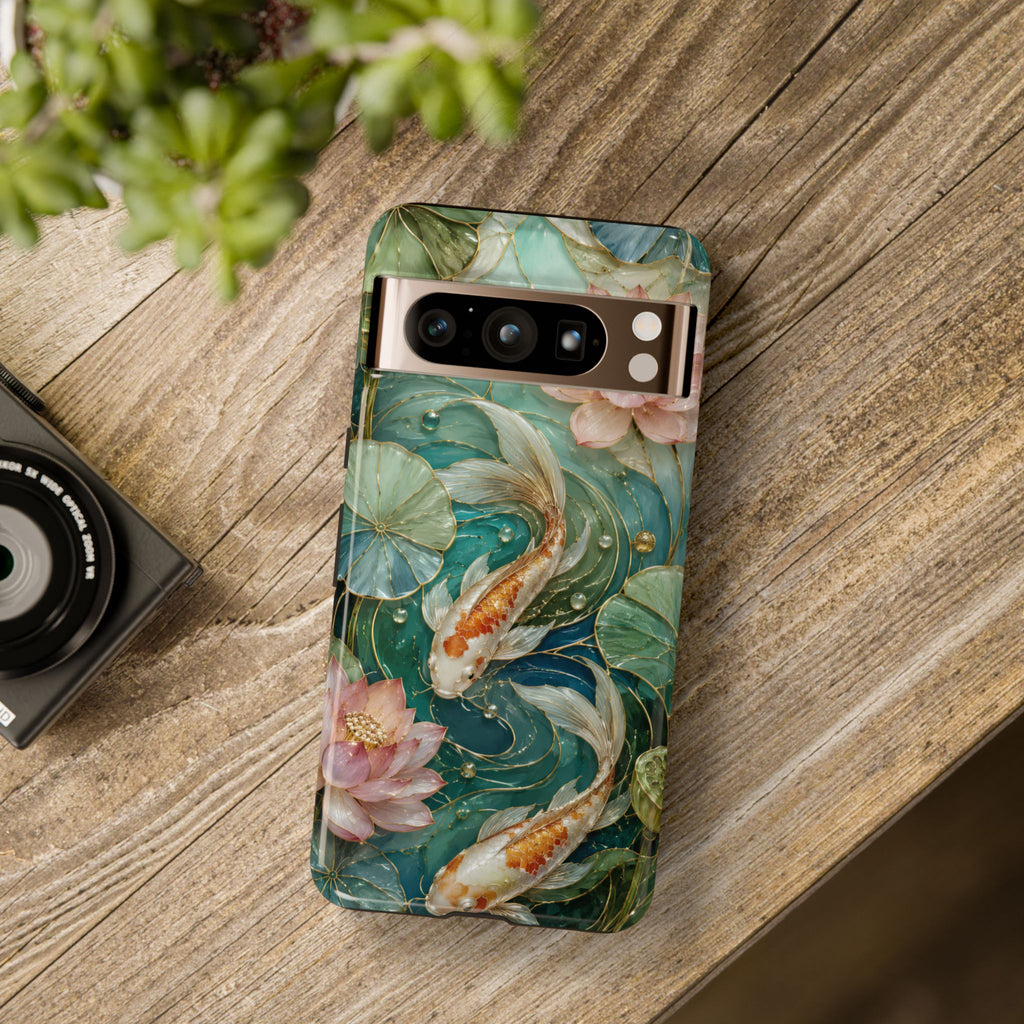 Koi Fish Google Pixel Phone Case | Lotus Pond Art Cover