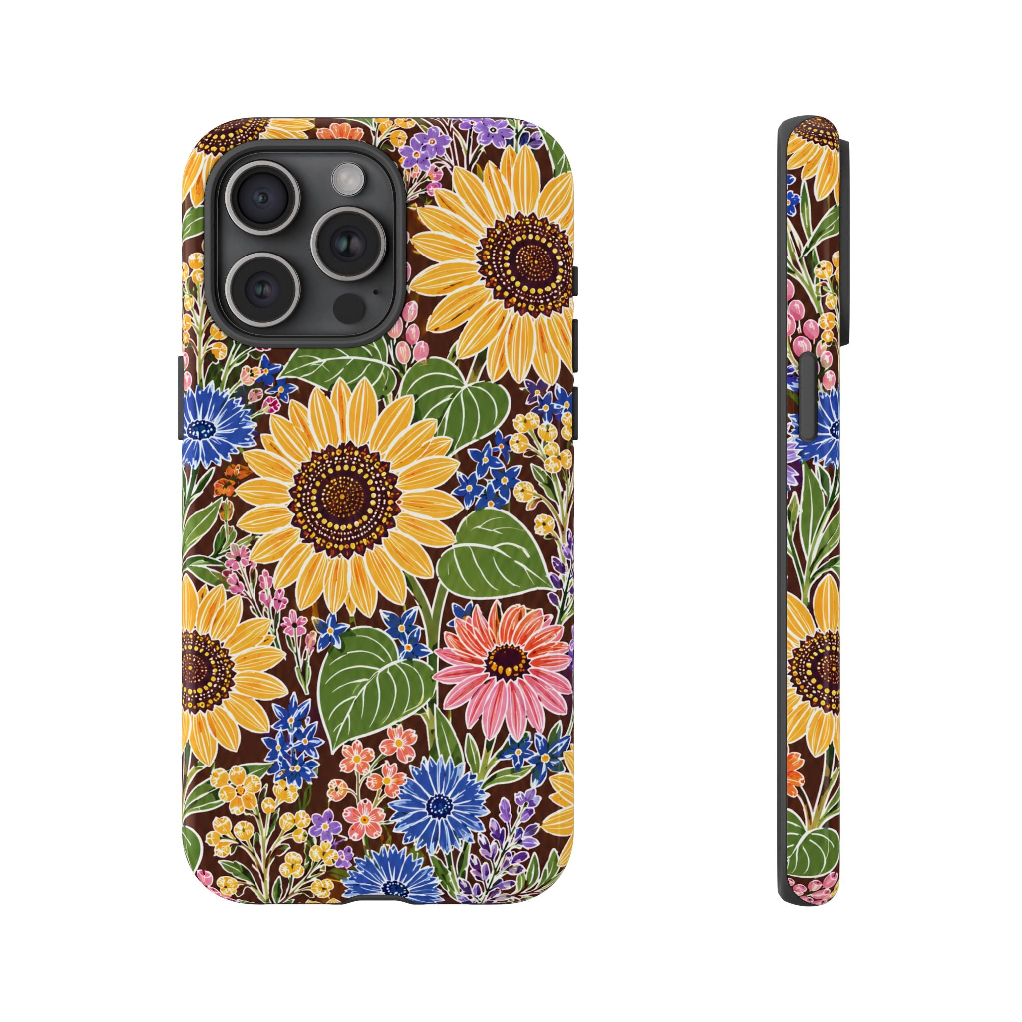 Sunflower & Wildflower Pattern Tough iPhone Case