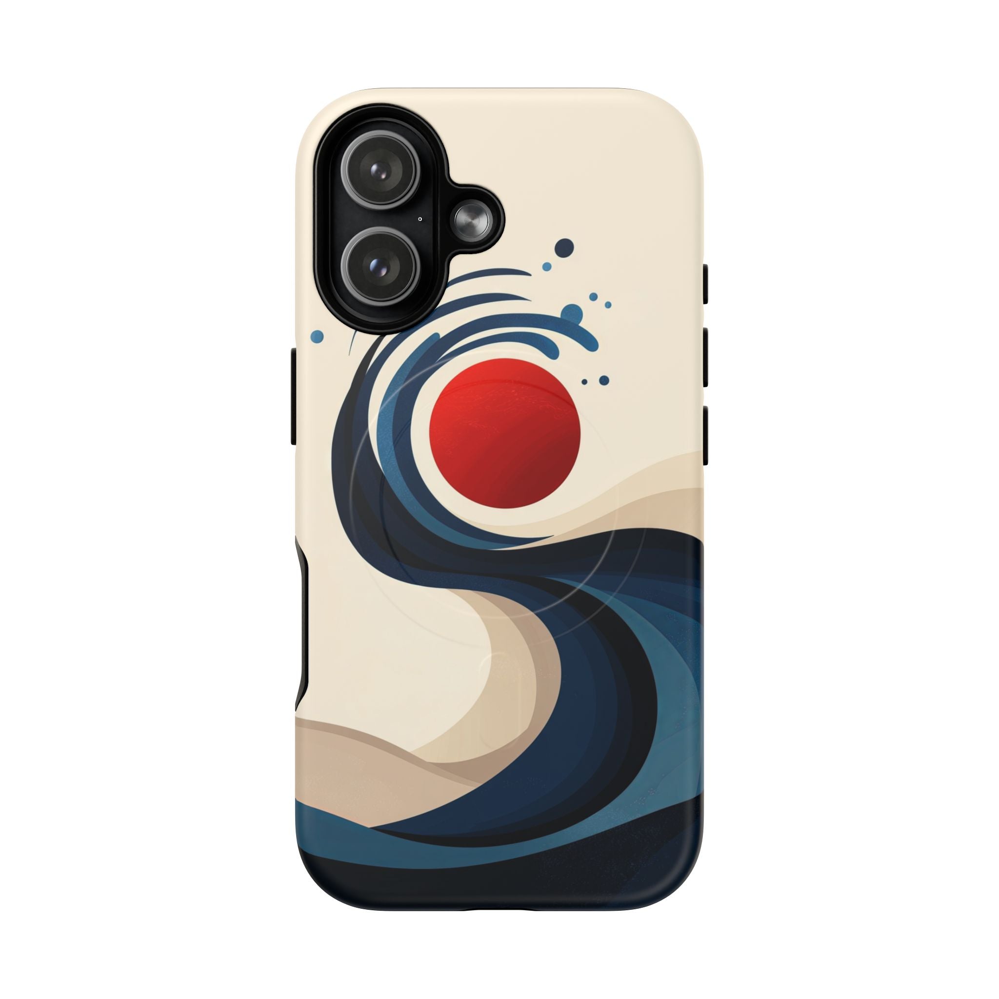 Abstract Wave MagSafe iPhone Case | Red Sun Ocean Art