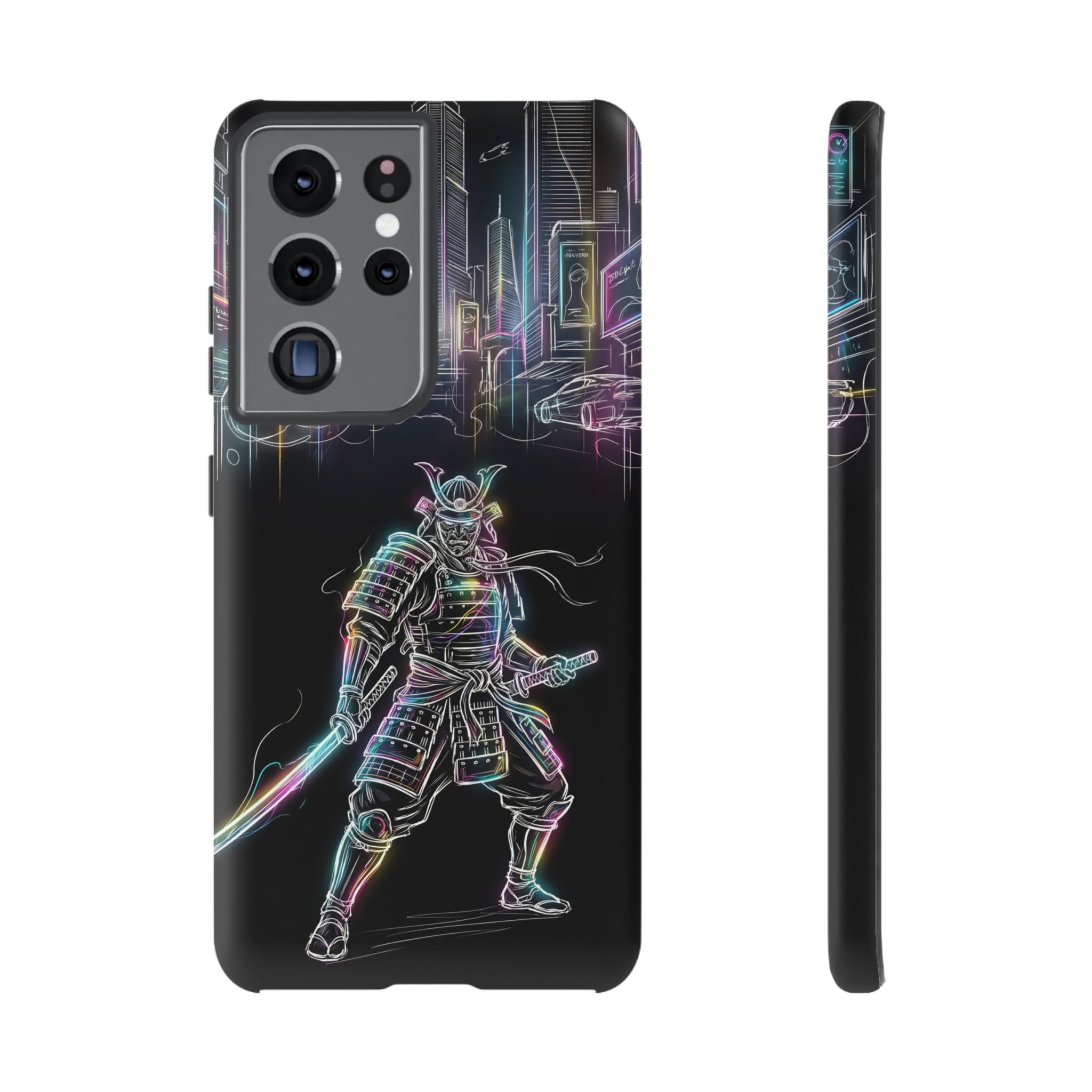 Neon Samurai Samsung Galaxy Phone Case | Cyberpunk City Armor