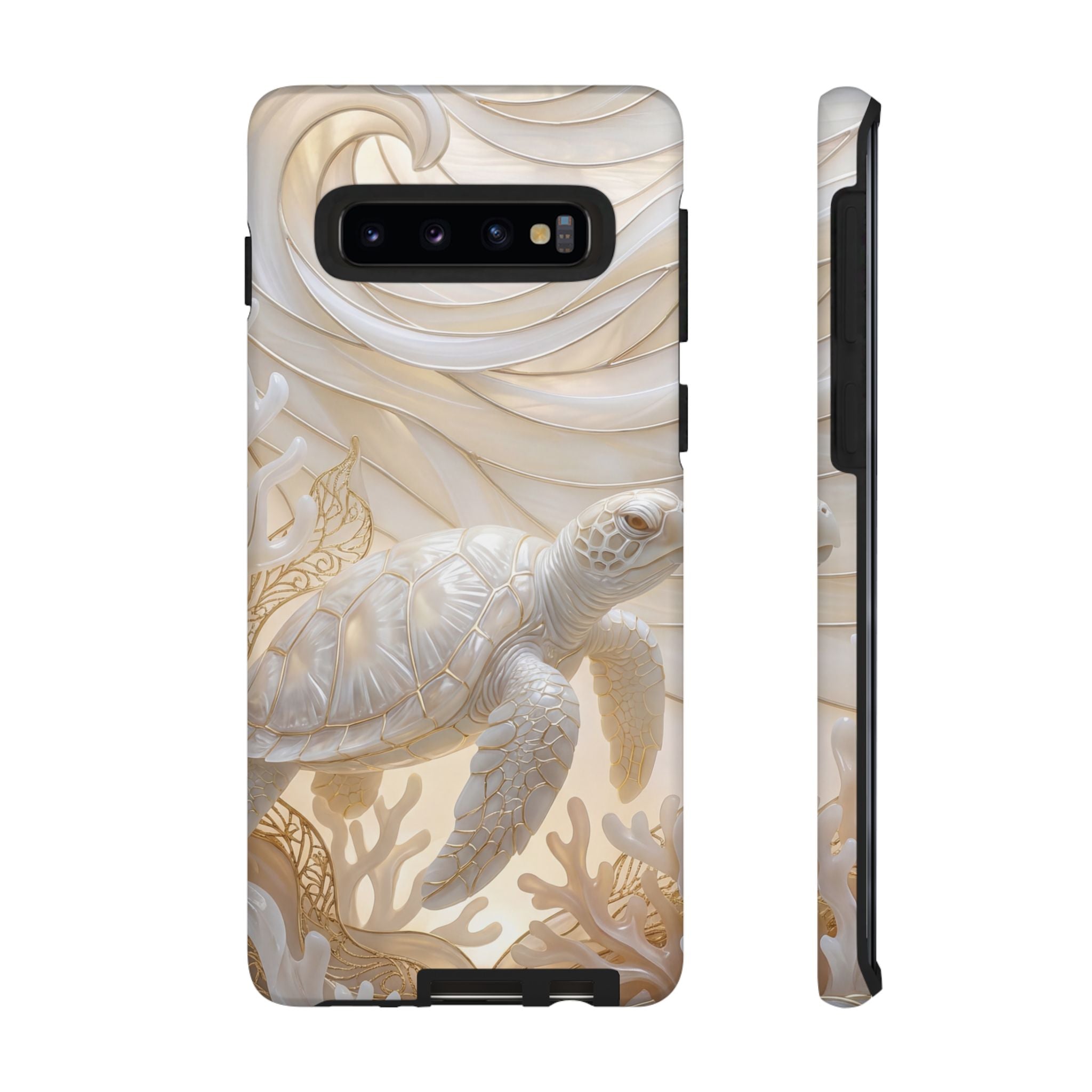 Sea Turtle Tough Samsung Galaxy Case — Elegant Nautical Coral Design