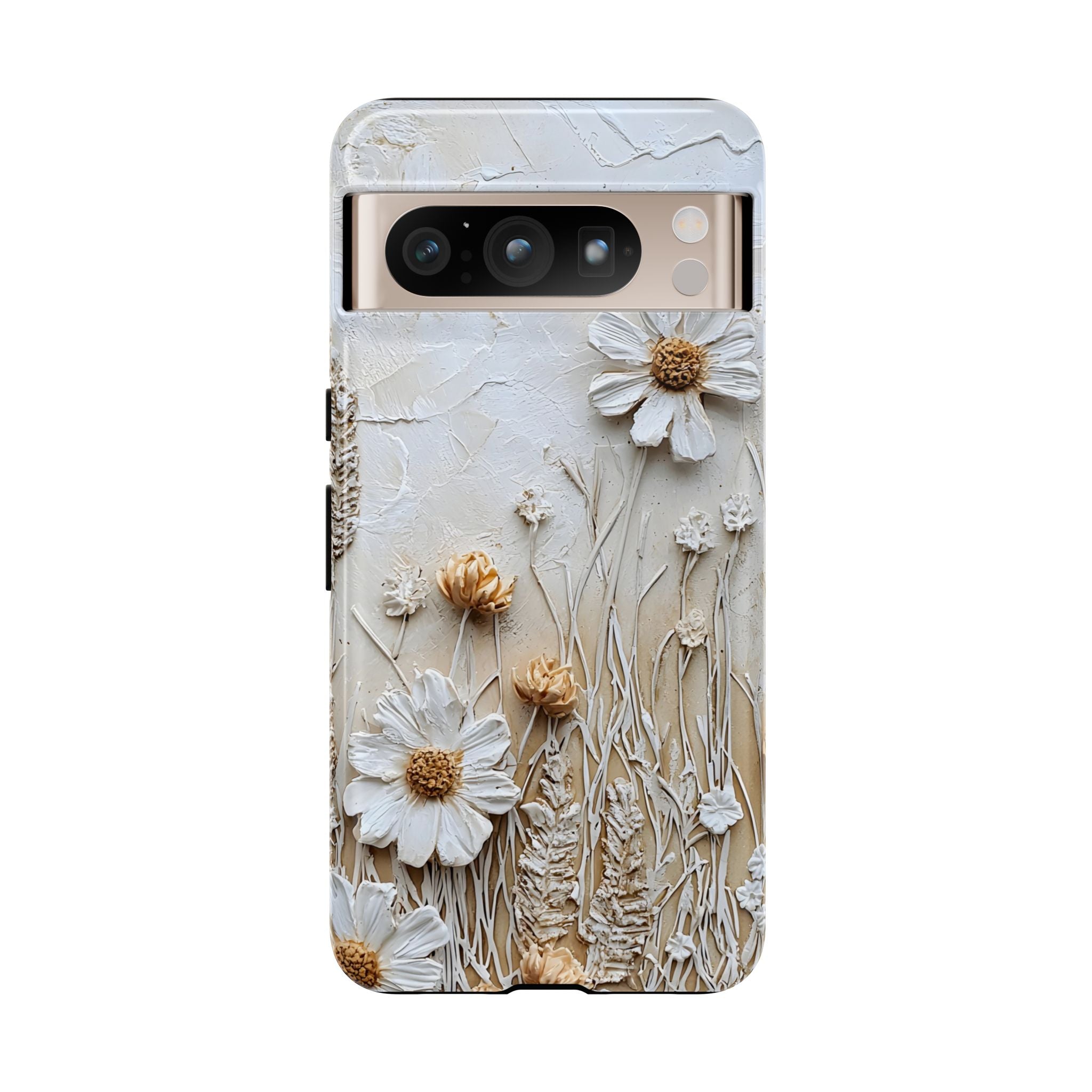 Textured Daisy Art Floral Relief Google Pixel Case