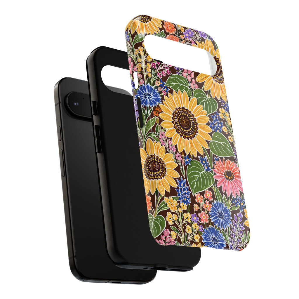Sunflower & Wildflower Pattern Tough Google Pixel Phone Case