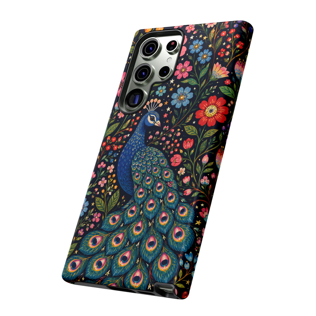 Peacock Floral Tough Samsung Galaxy Phone Case | Protective Phone Case with Colorful Garden Design