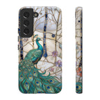 Custodia per Samsung Galaxy con motivo in vetro colorato con pavone