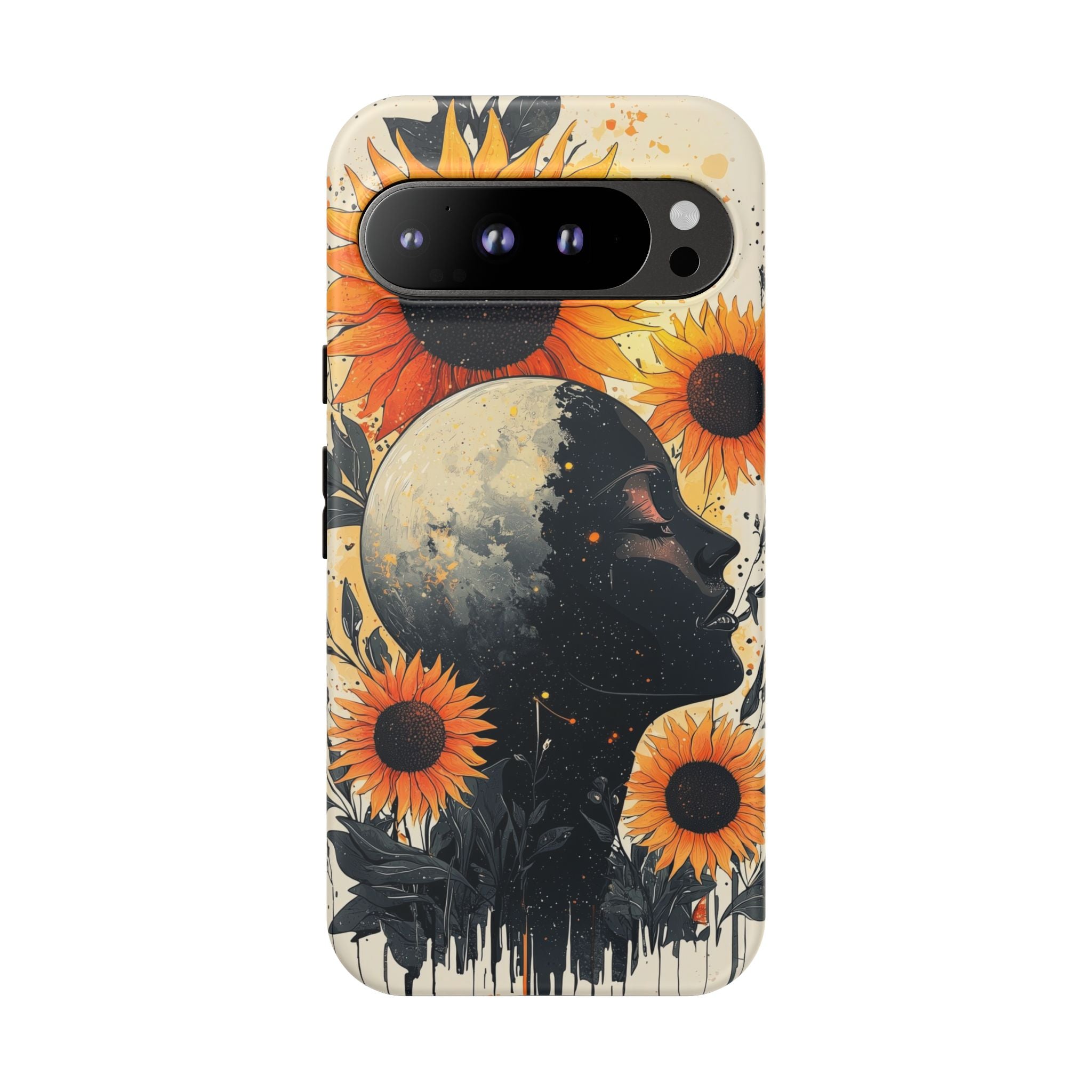 Sunflower Moon Art Google Pixel Case | Floral Celestial