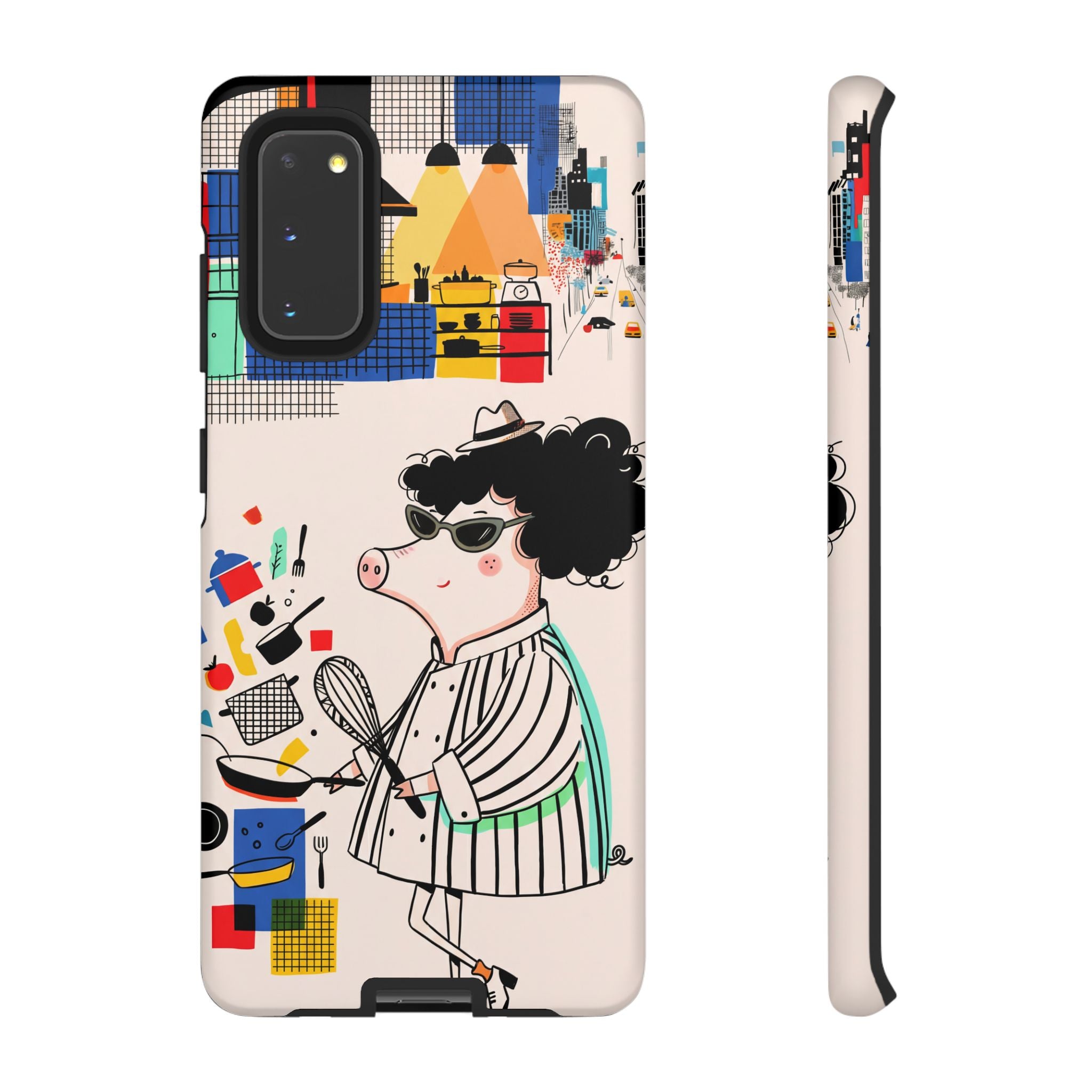 Cute Chef Pig Samsung Galaxy Phone Case | Quirky Cartoon Kitchen Art Tough Case