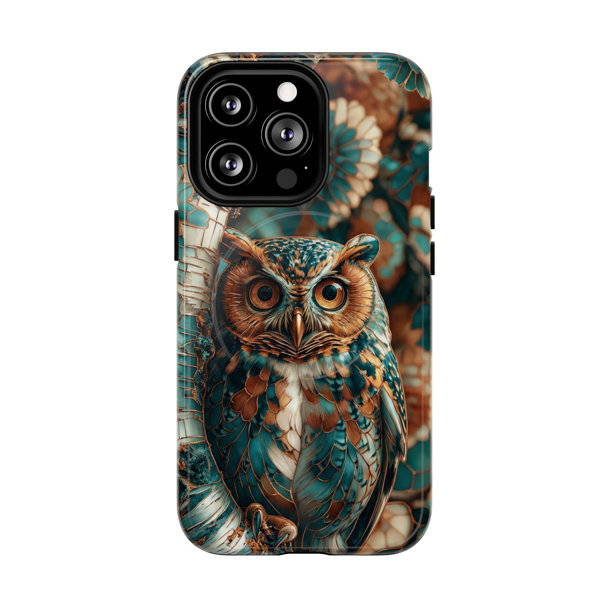 Custodia MagSafe resistente per iPhone con motivo a mosaico gufo