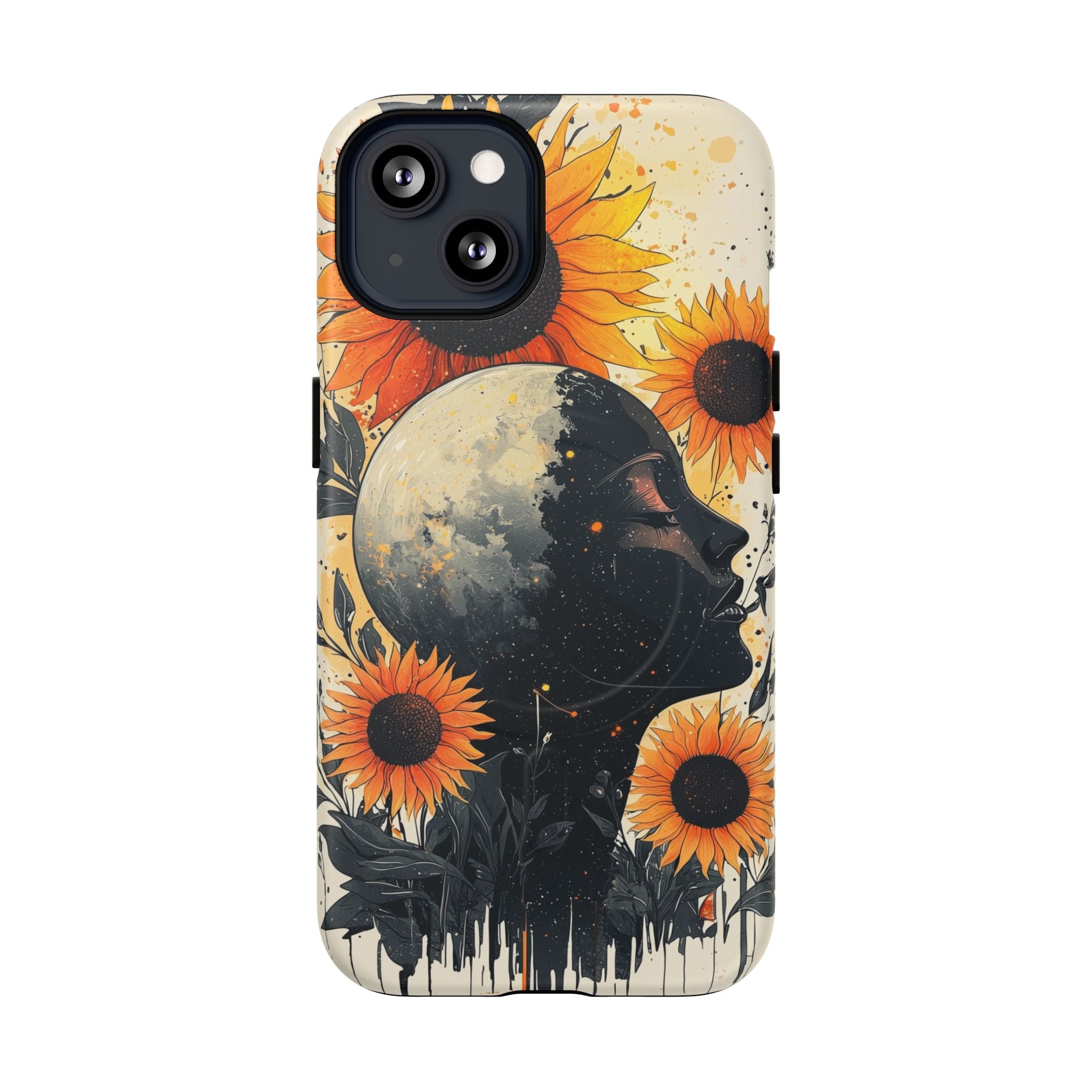 Custodia MagSafe per iPhone Sunflower Moon Art | Floreale Celeste