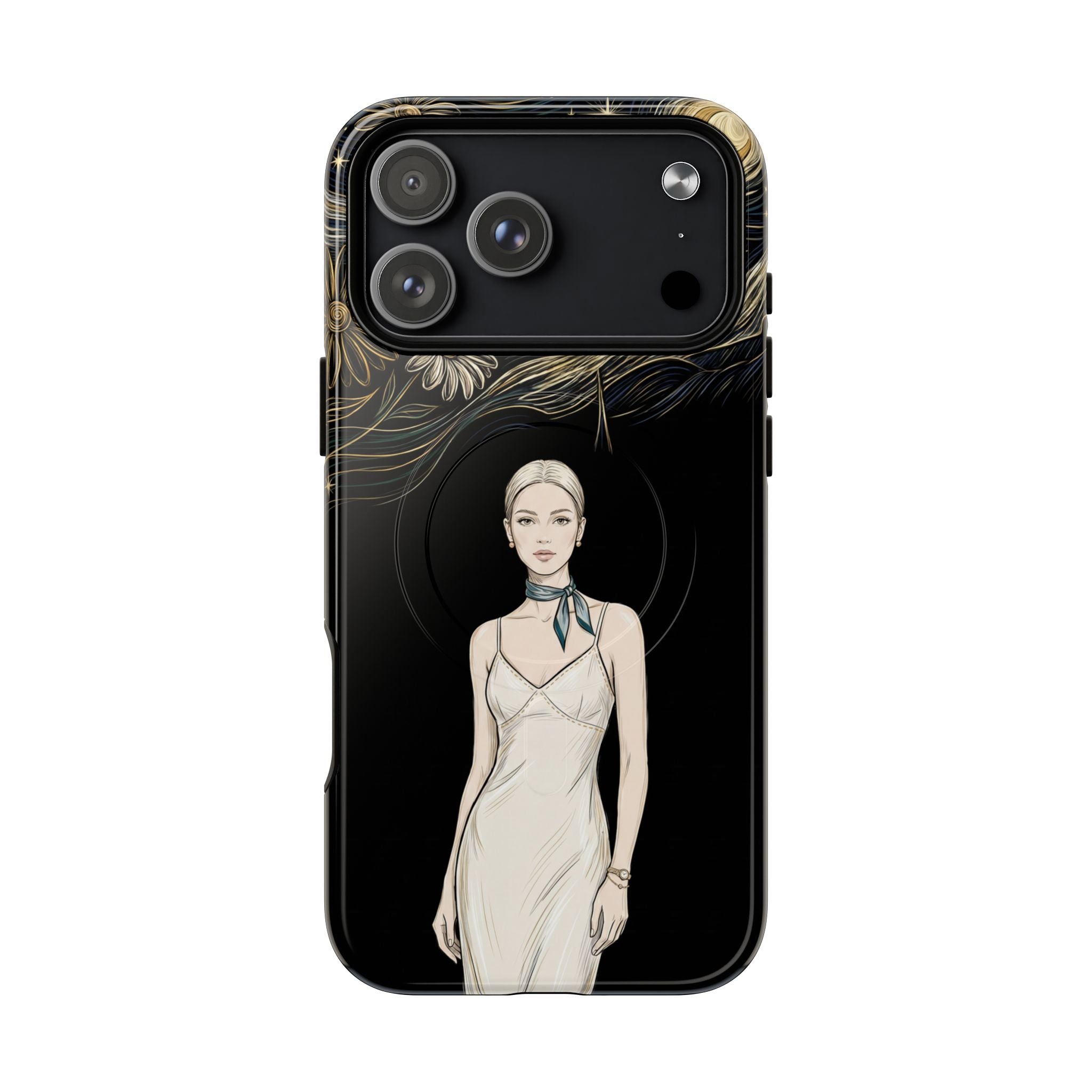 Starry Night Fashion MagSafe iPhone Case | Elegant Woman Illustration