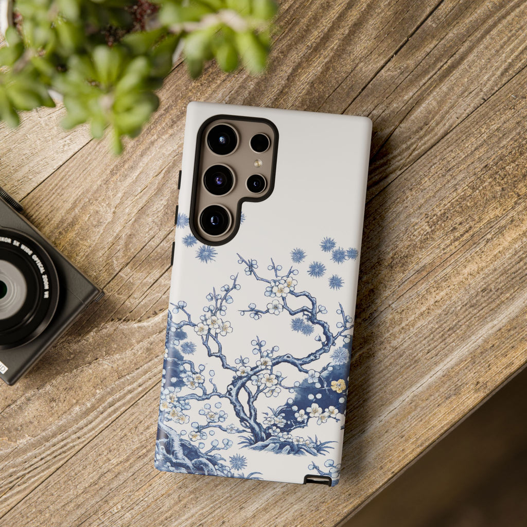 Vintage Blue White Porcelain Samsung Galaxy Phone Case | Chinoiserie Floral Tough Cover