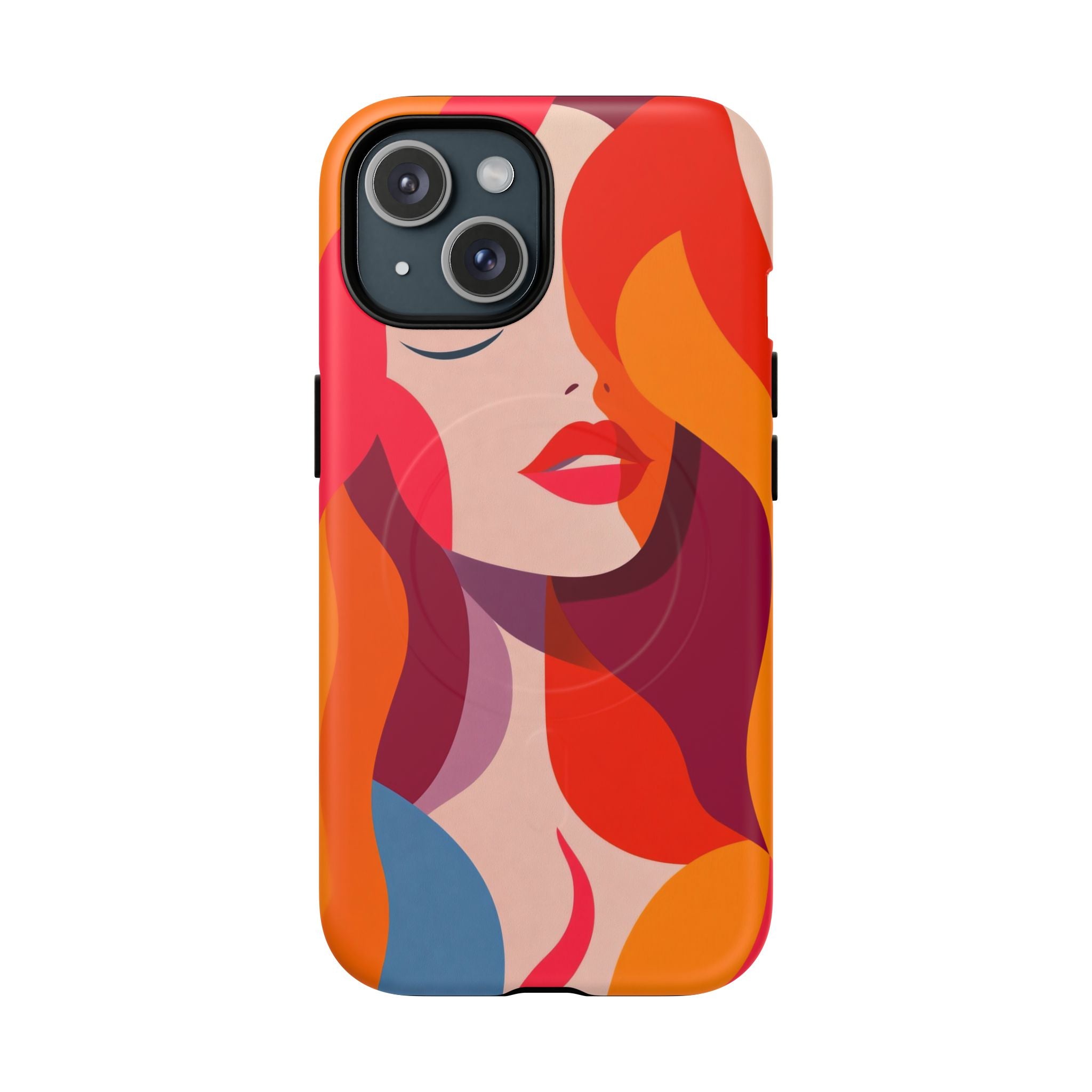 Custodia MagSafe per iPhone con donna pop art retrò | Ritratto astratto colorato e audace
