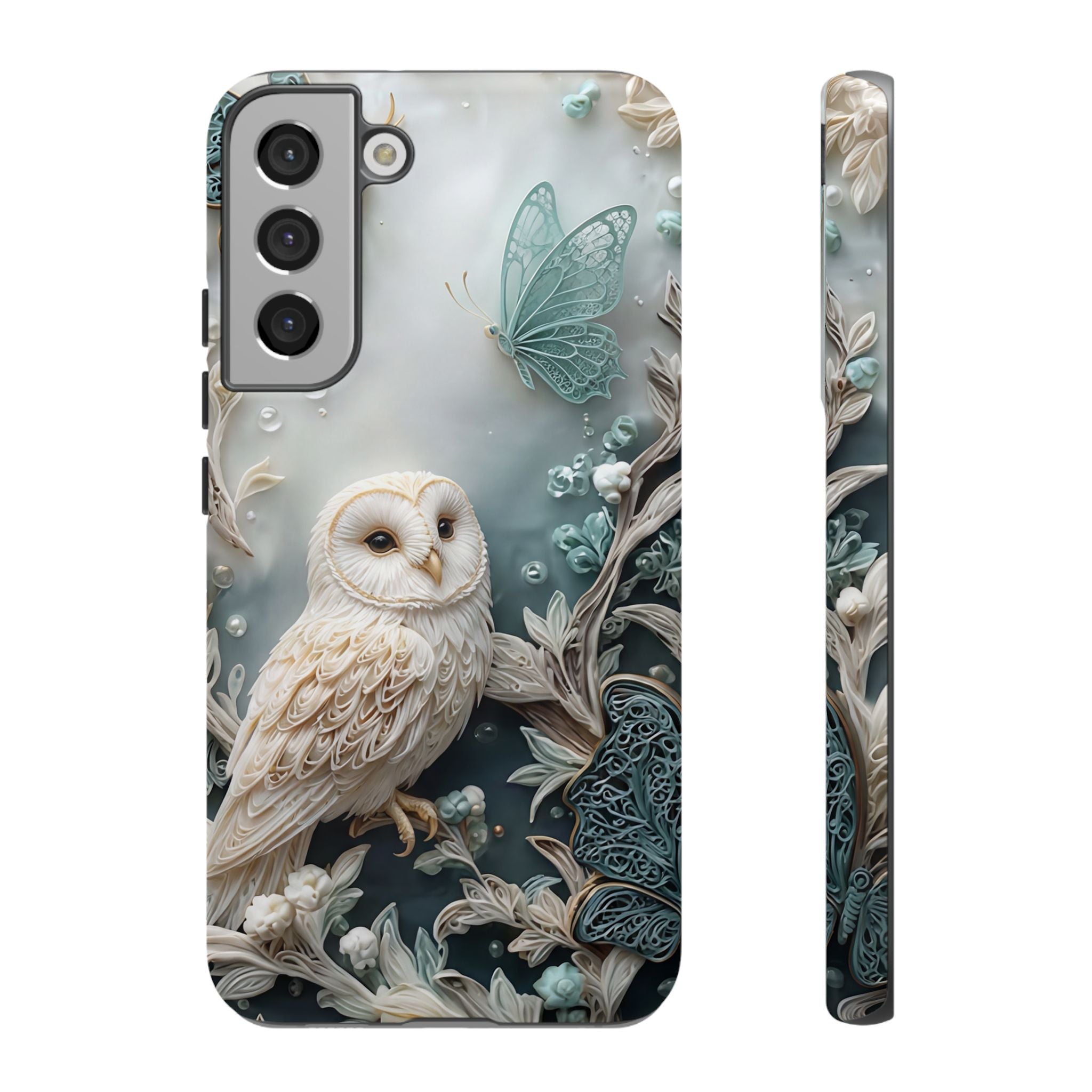 Barn Owl & Butterflies Tough Samsung Galaxy Case