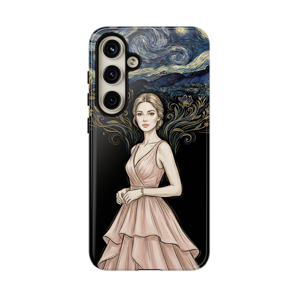 Art Nouveau Starry Night Samsung Galaxy Phone Case | Elegant Woman Illustration Tough Case
