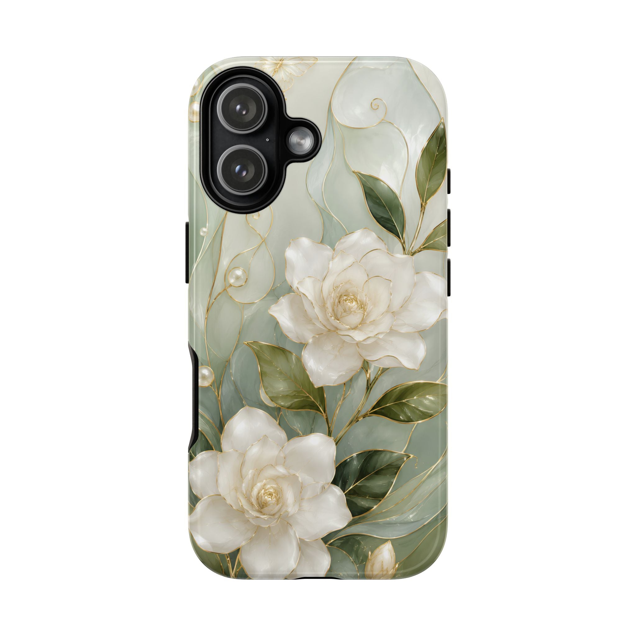 White Floral iPhone Case | Sage Green Botanical iPhone Case