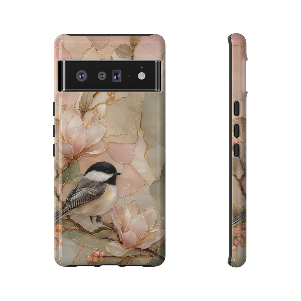 Chickadee Google Pixel Phone Case | Magnolia Flower Phone Case